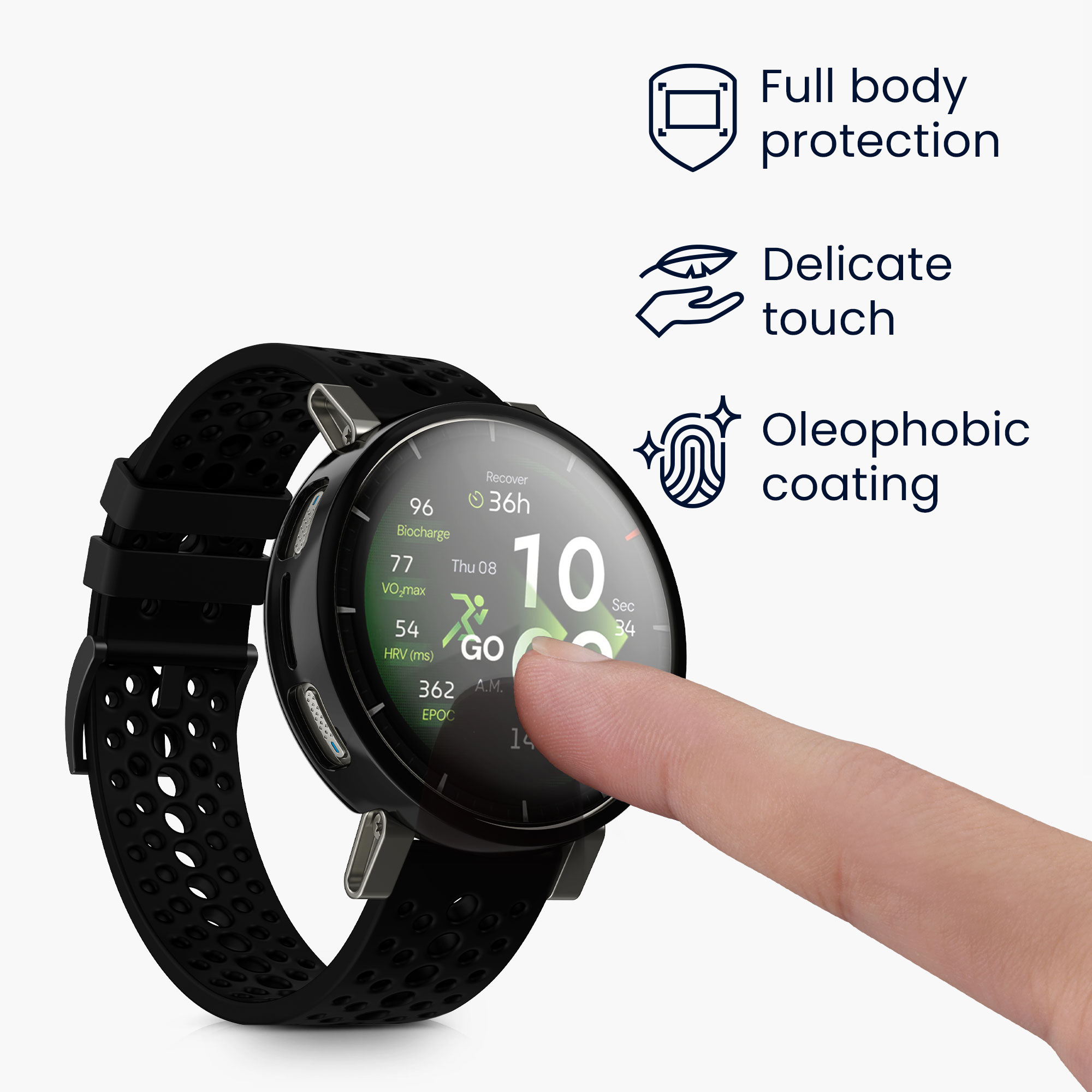 2x obal s ochranným sklem pro Amazfit Active3 Premium kwmobile silikonové - stříbrná / černá