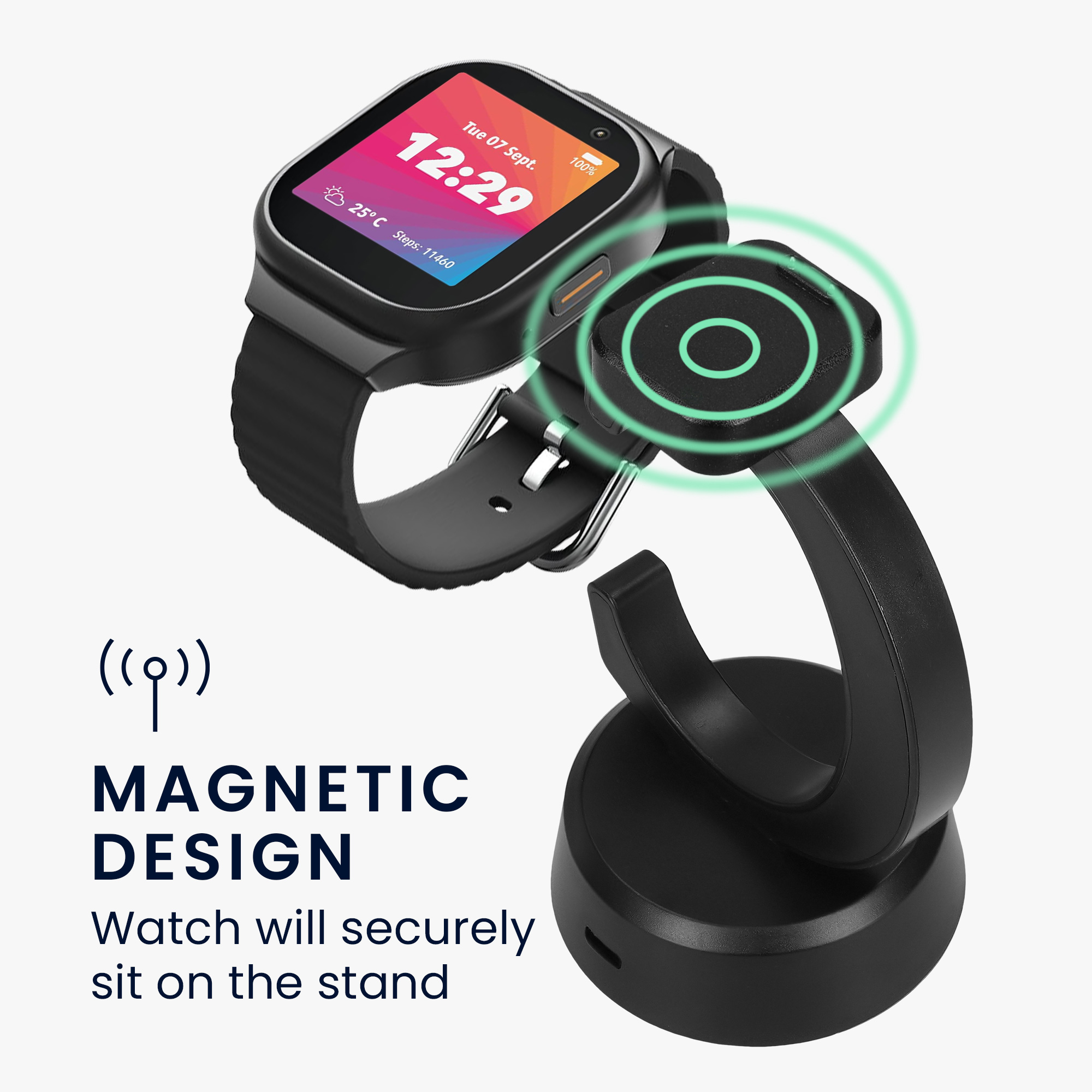 Magnetický nabíjecí stojánek pro Xplora X6 Play / X6 Pro kwmobile se stojánkem - černá