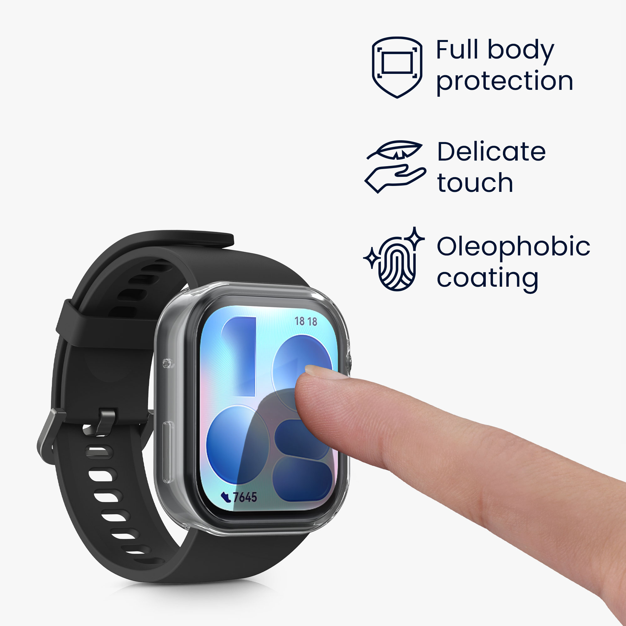 2x obal s ochranným sklem pro Huawei Watch FIT 5 kwmobile silikonové - černá / transparentní