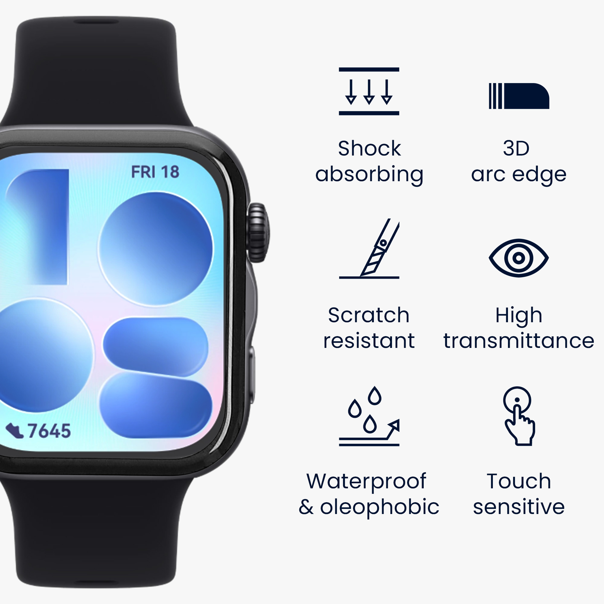 Ochranná fólie pro Huawei Watch FIT 5 kwmobile - 2x ochrana pro chytré hodinky, odolná proti otiskům prstů