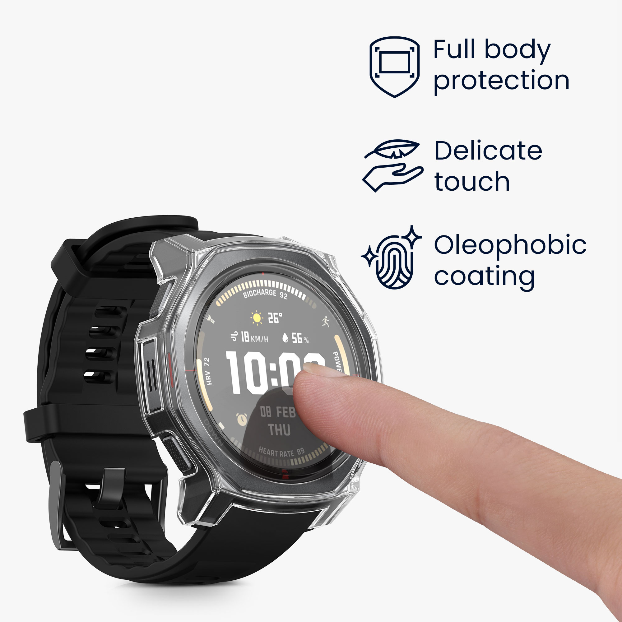 2x obal s ochranným sklem pro Amazfit T-Rex3 Pro 44 mm kwmobile ‑ čirá / černá