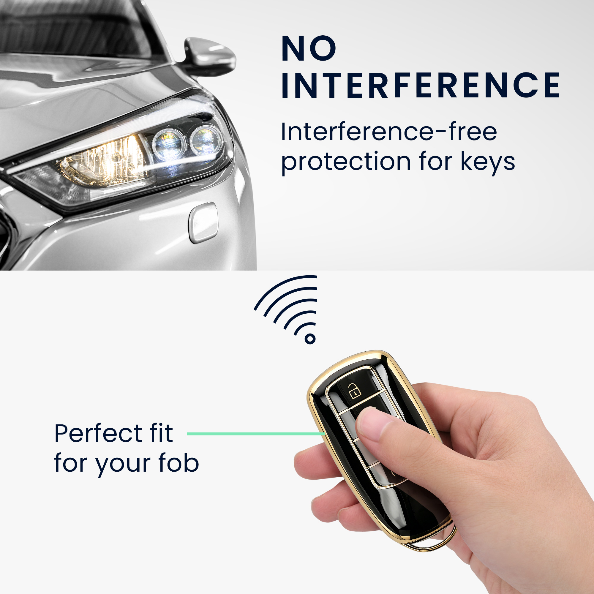 Obal na klíč od auta pro Chery Omoda C5 / Jaecoo 7 / Tiggo 7 Pro 8 Pro / Arrizo 5 kwmobile - černá / zlatá