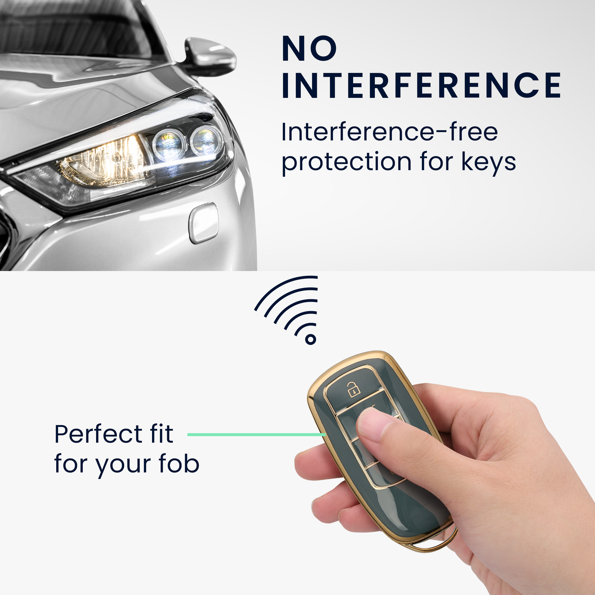 Obal na klíč od auta pro Chery Omoda C5 / Jaecoo 7 / Tiggo 7 Pro 8 Pro / Arrizo 5 kwmobile - modrá / zlatá