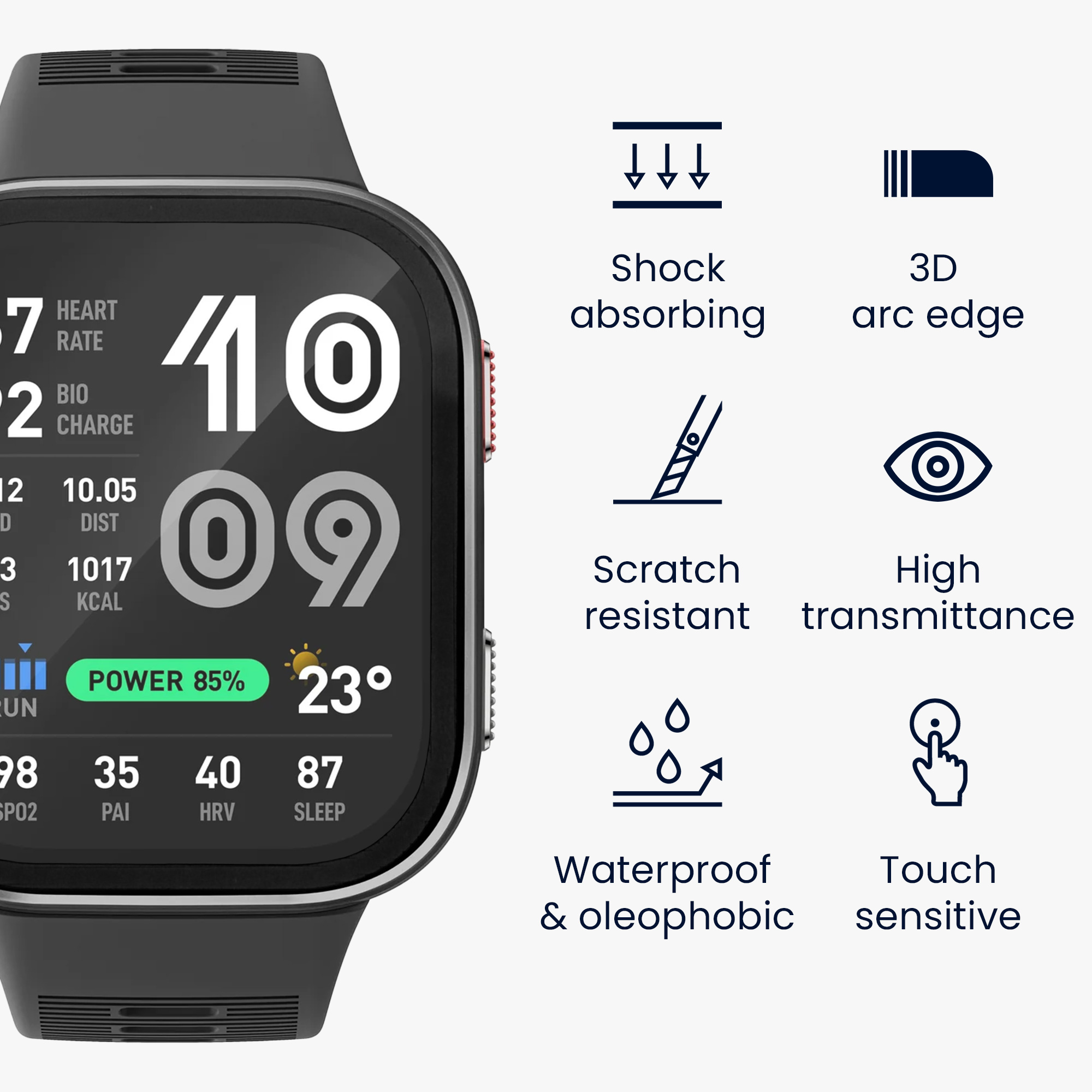 Ochranná fólie pro Amazfit Bip Max 50mm kwmobile - 2x ochrana pro chytré hodinky, odolná proti otiskům prstů