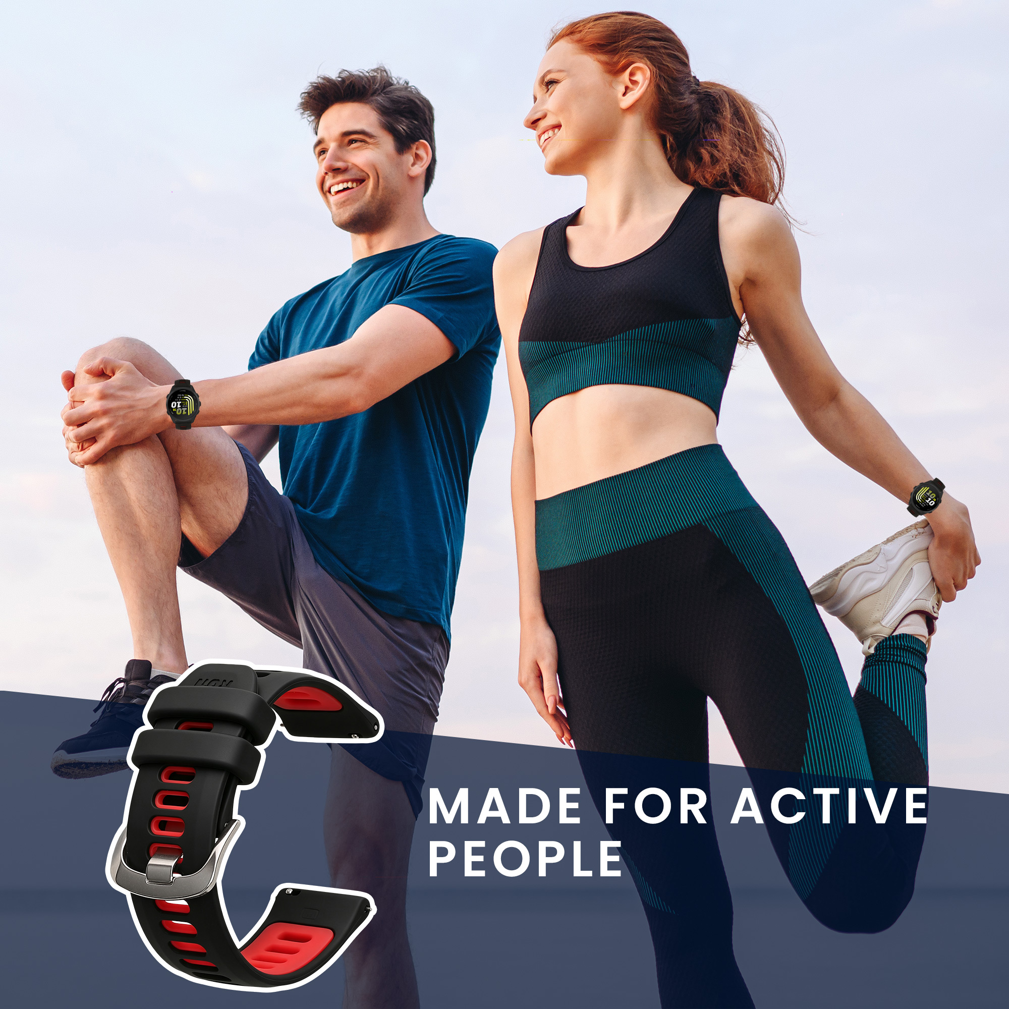 Řemínek pro Garmin Forerunner 170 / Forerunner 70 kwmobile silikonové - černá / červená