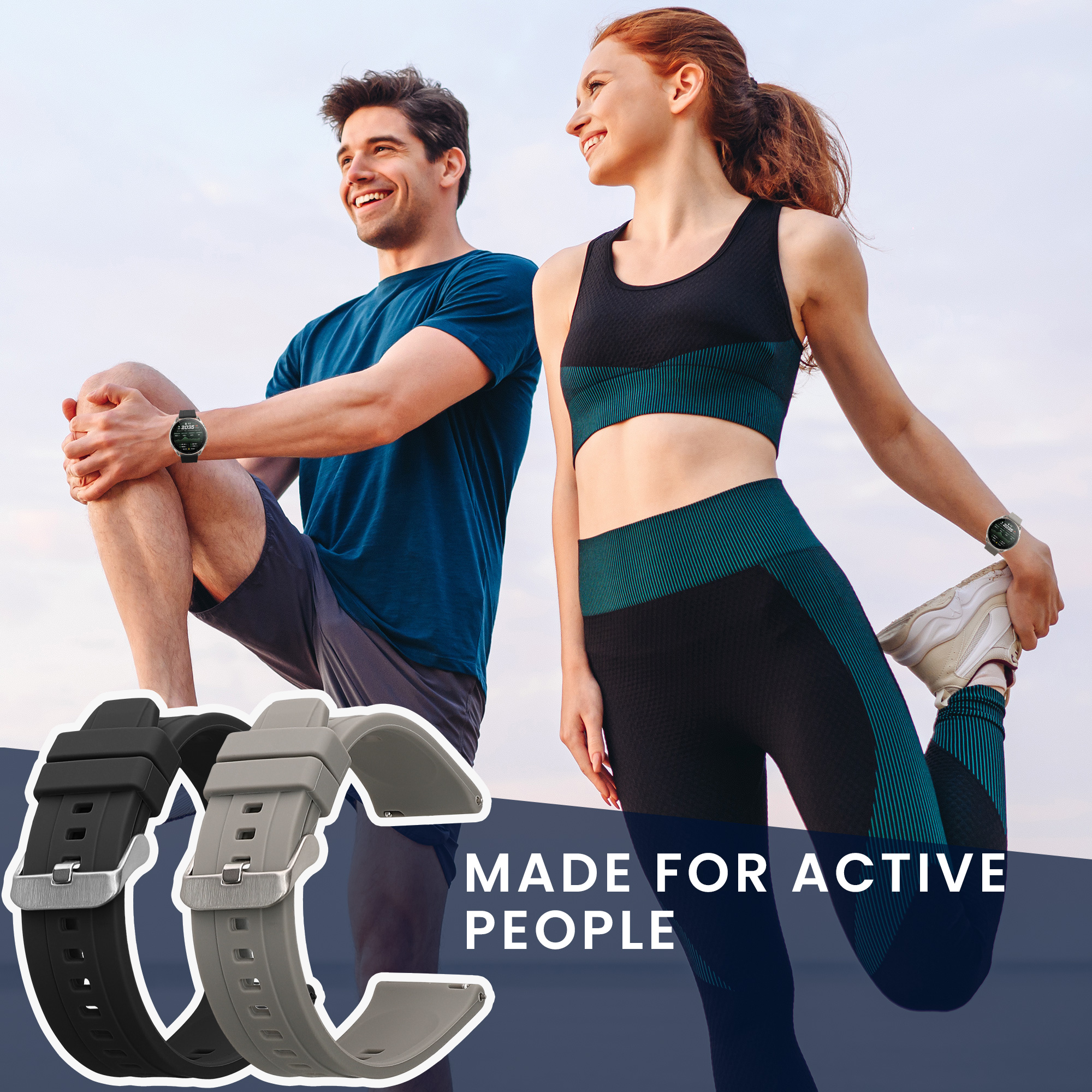 Řemínky pro Amazfit Cheetah 2 Ultra kwmobile silikonové - šedá / černá