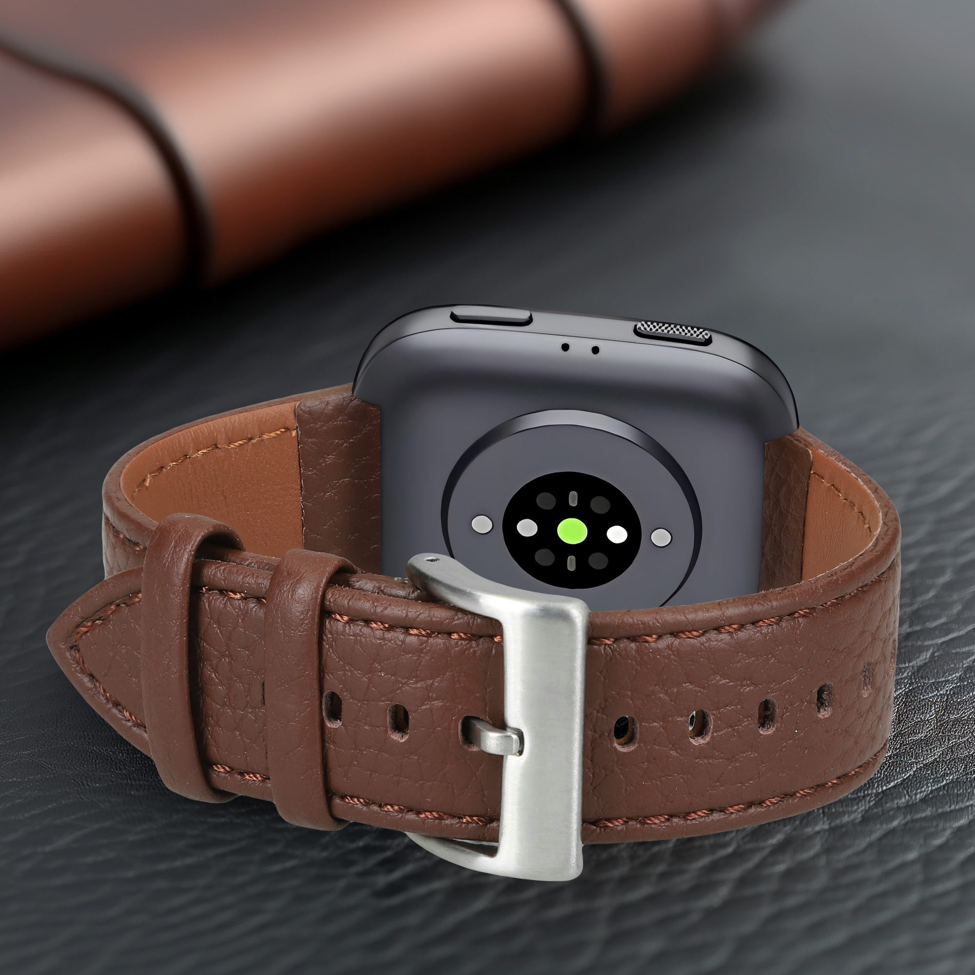 Kožený řemínek pro Amazfit Bip Max / Amazfit Bip 6 kwmobile - tmavě hnědá
