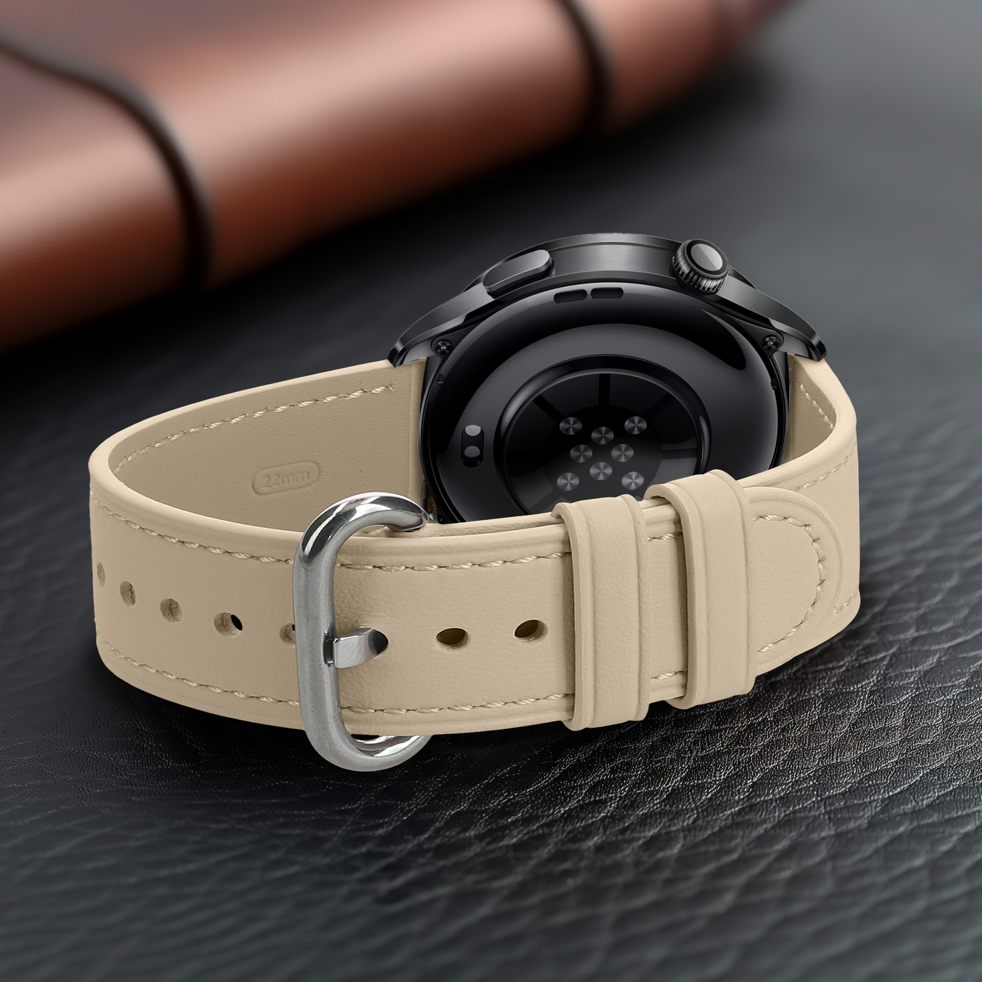 Kožený řemínek pro Xiaomi Watch S5 46 mm kwmobile ‑ bílá