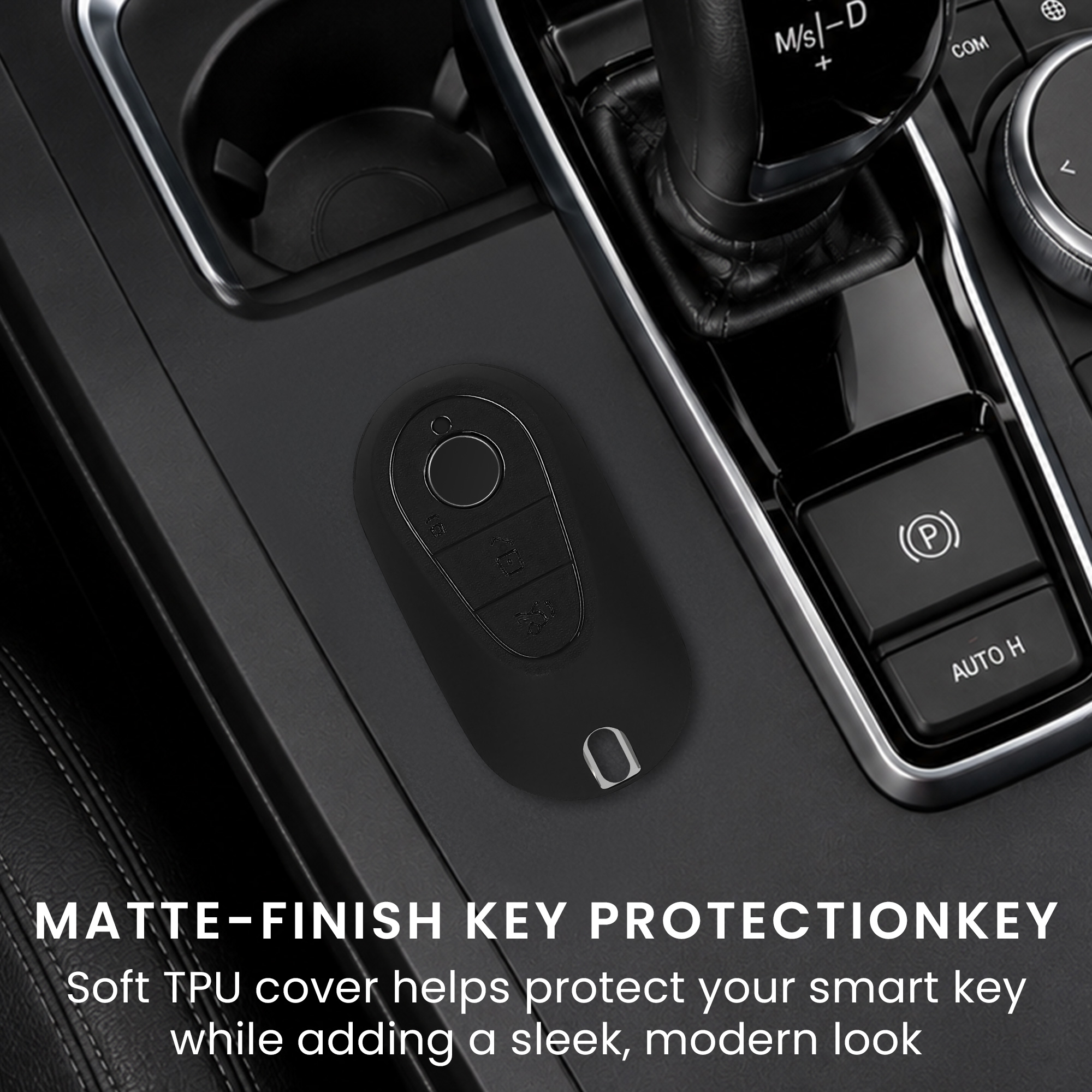 Obal na klíč pro Mercedes-Benz Smart Key se 3 tlačítky, měkké protiskluzové TPU s matným povrchem, odolné proti poškrábání kwmobile ‑ černá