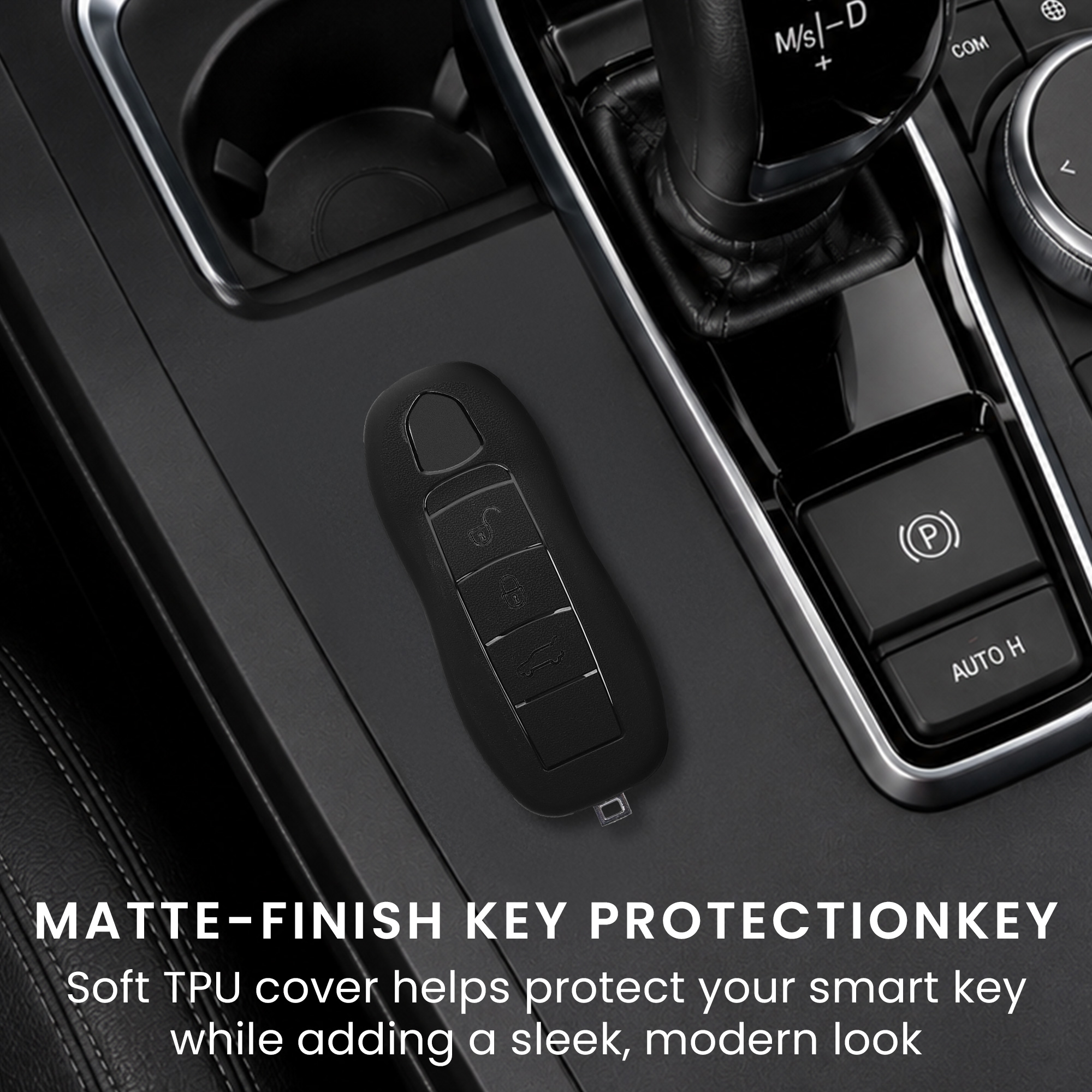 Obal na klíč od auta pro Porsche klíč se 3 tlačítky (only Keyless) kwmobile - měkká ochrana, protiskluzový obal, matný povrch, odolné proti poškrábání, černá