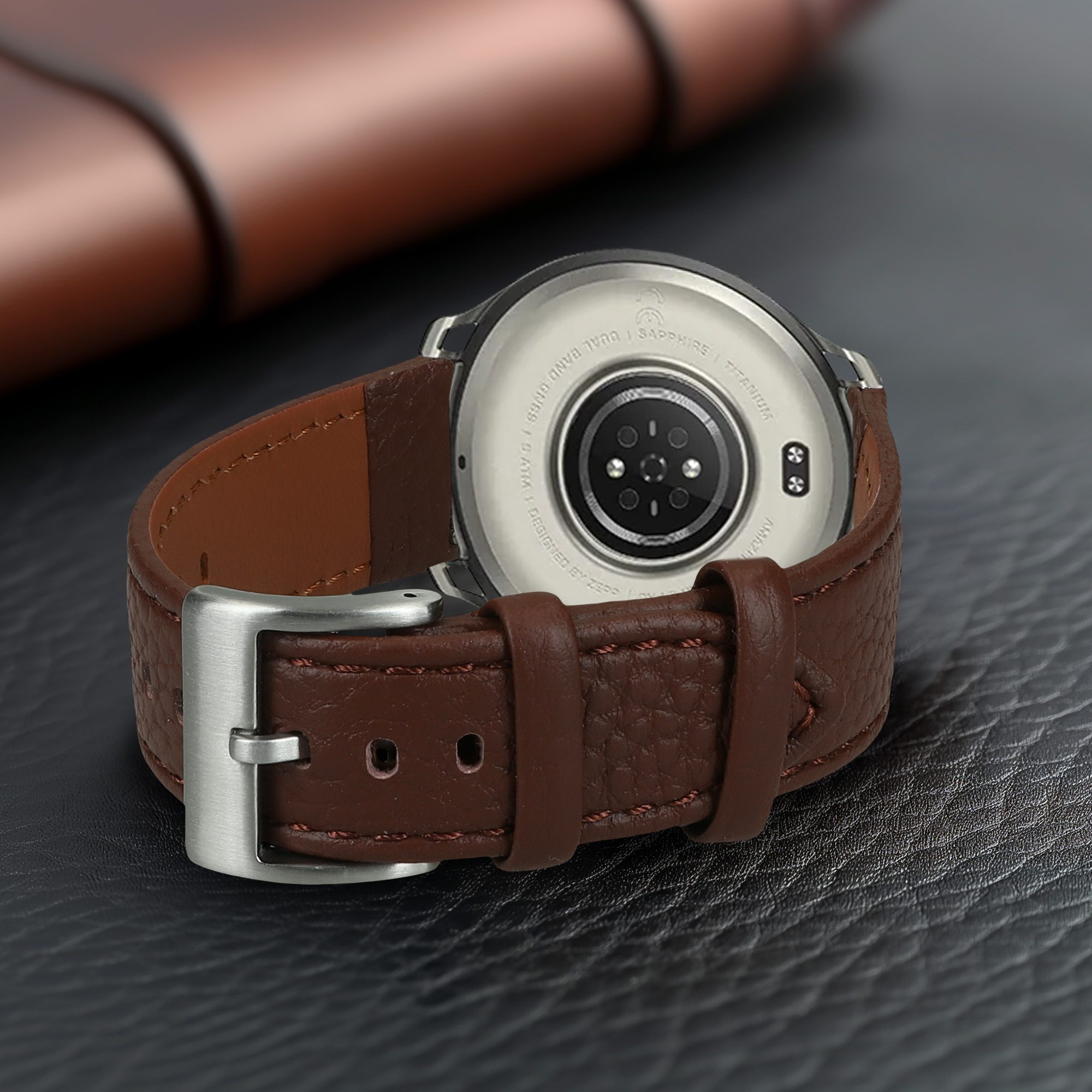 Kožený řemínek pro Amazfit Cheetah2 Pro / Active3 Premium / REX3 Pro kwmobile ‑ tmavě hnědá