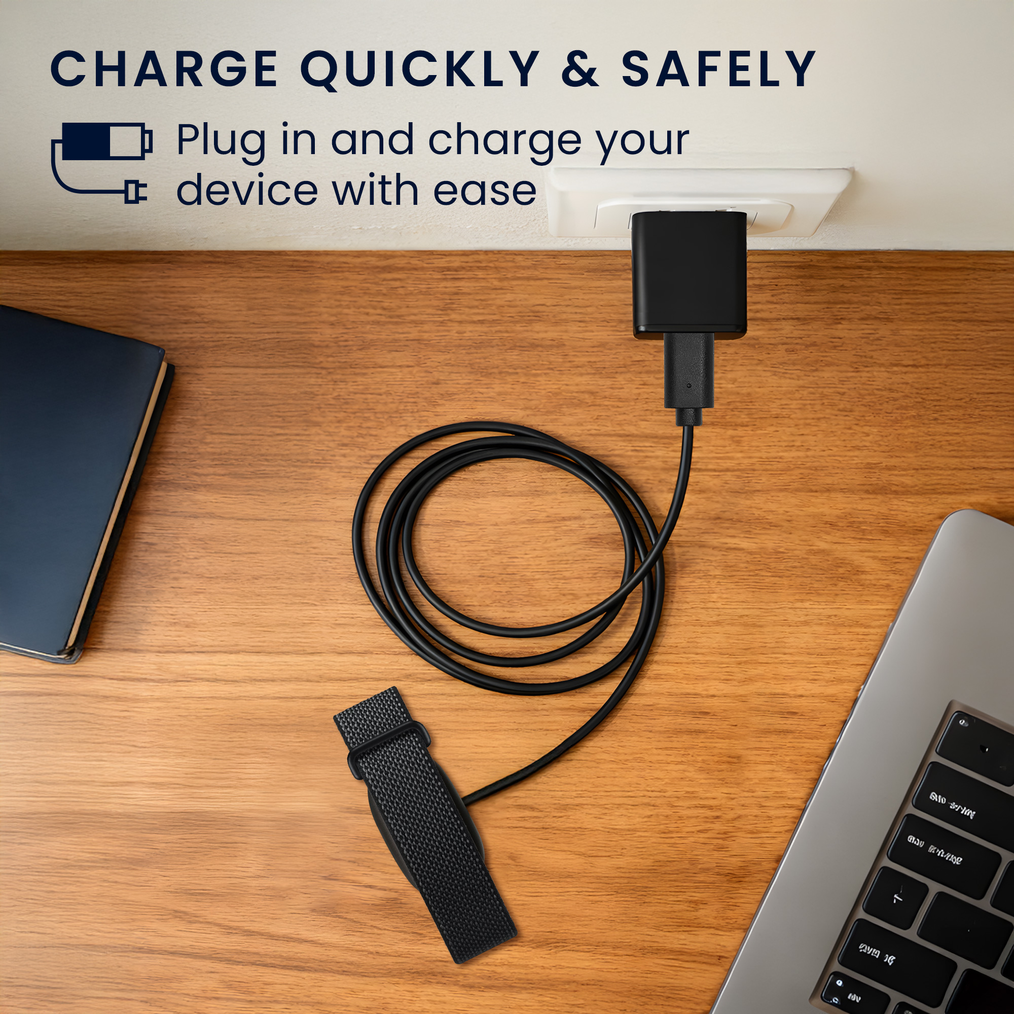 USB‑C nabíjecí kabel pro Google Fitbit Air kwmobile ‑ černá
