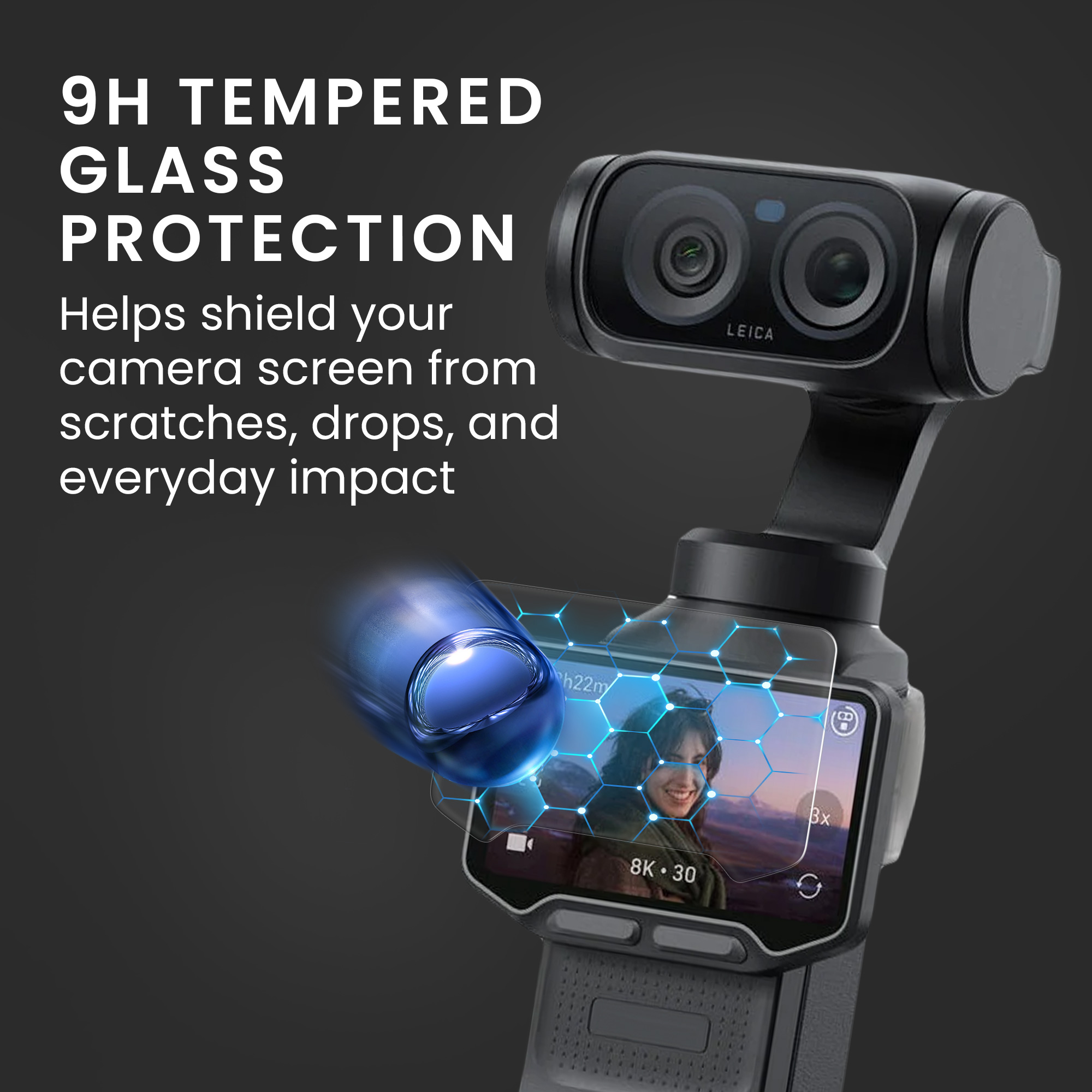 Tvrzené ochranné sklo 9H na displej a objektiv pro Insta360 Luna Ultra, 2 ks kwmobile