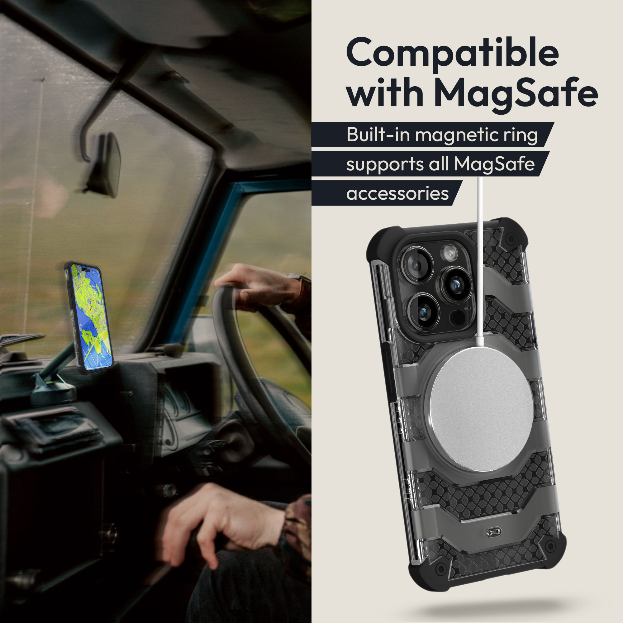 Magnetický kryt Oakshield pro iPhone 15 Pro - černá