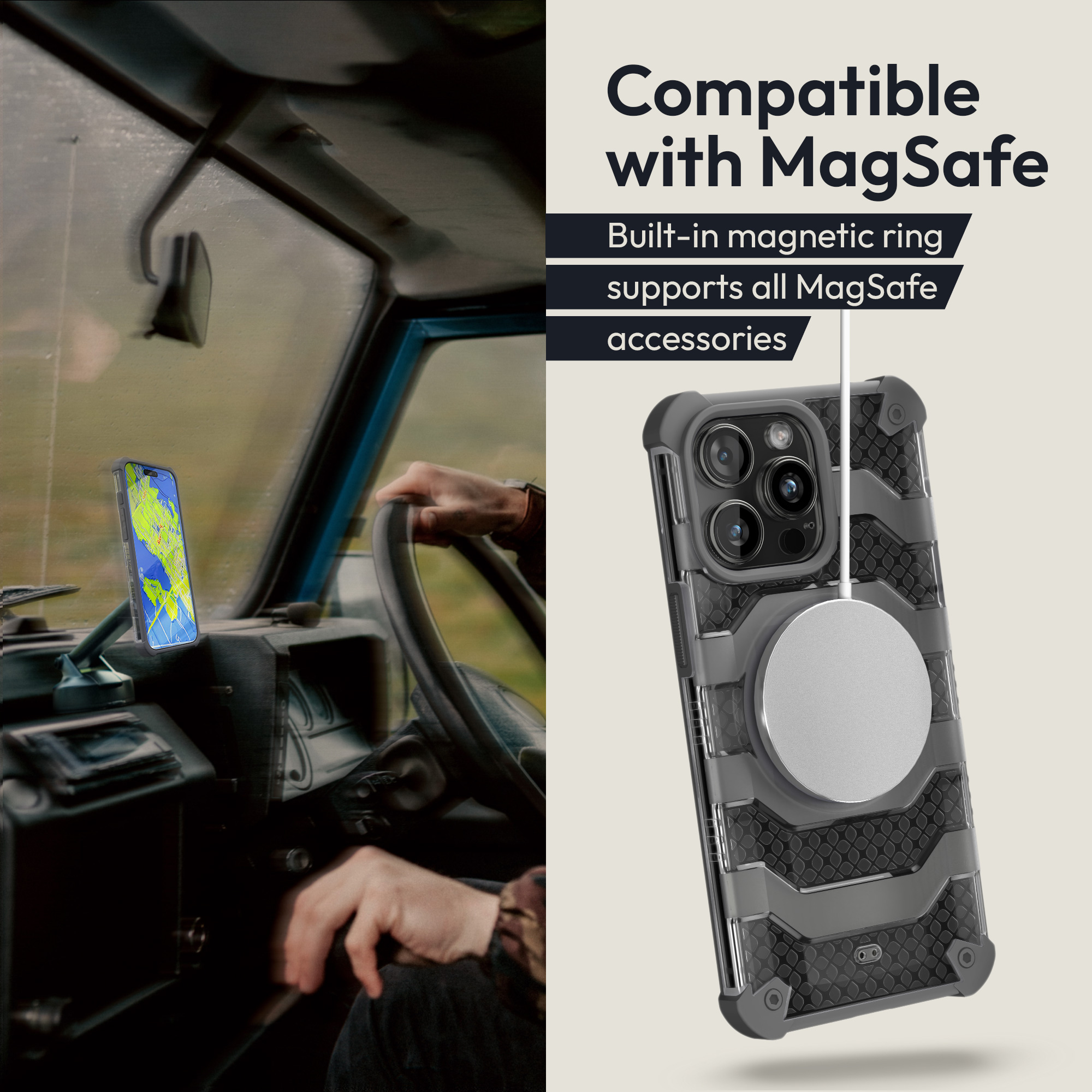 Magnetický kryt Oakshield pro iPhone 15 Pro Max - šedá