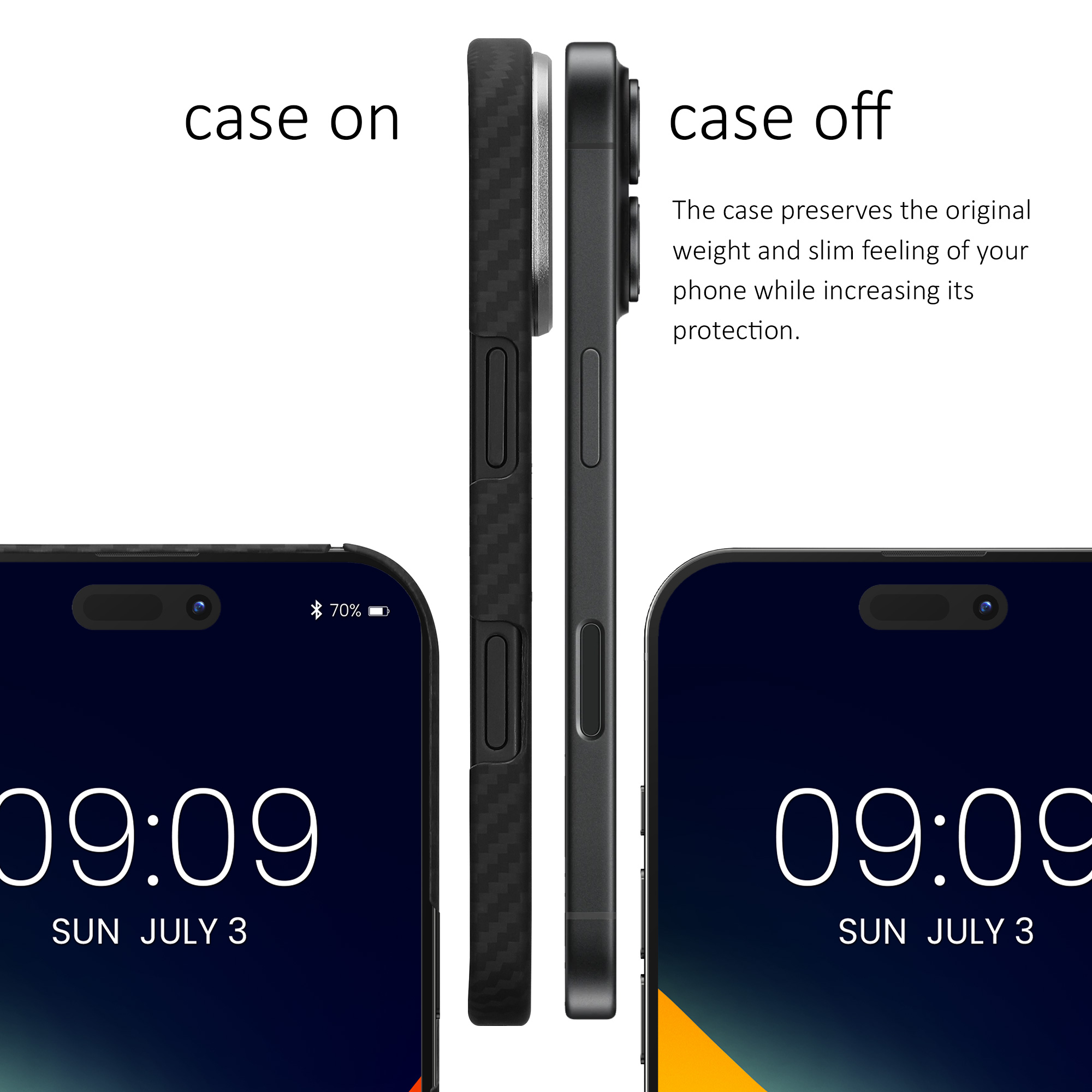 Pouzdro z aramidového vlákna pro Apple iPhone 17 kalibri tenké - matná černá