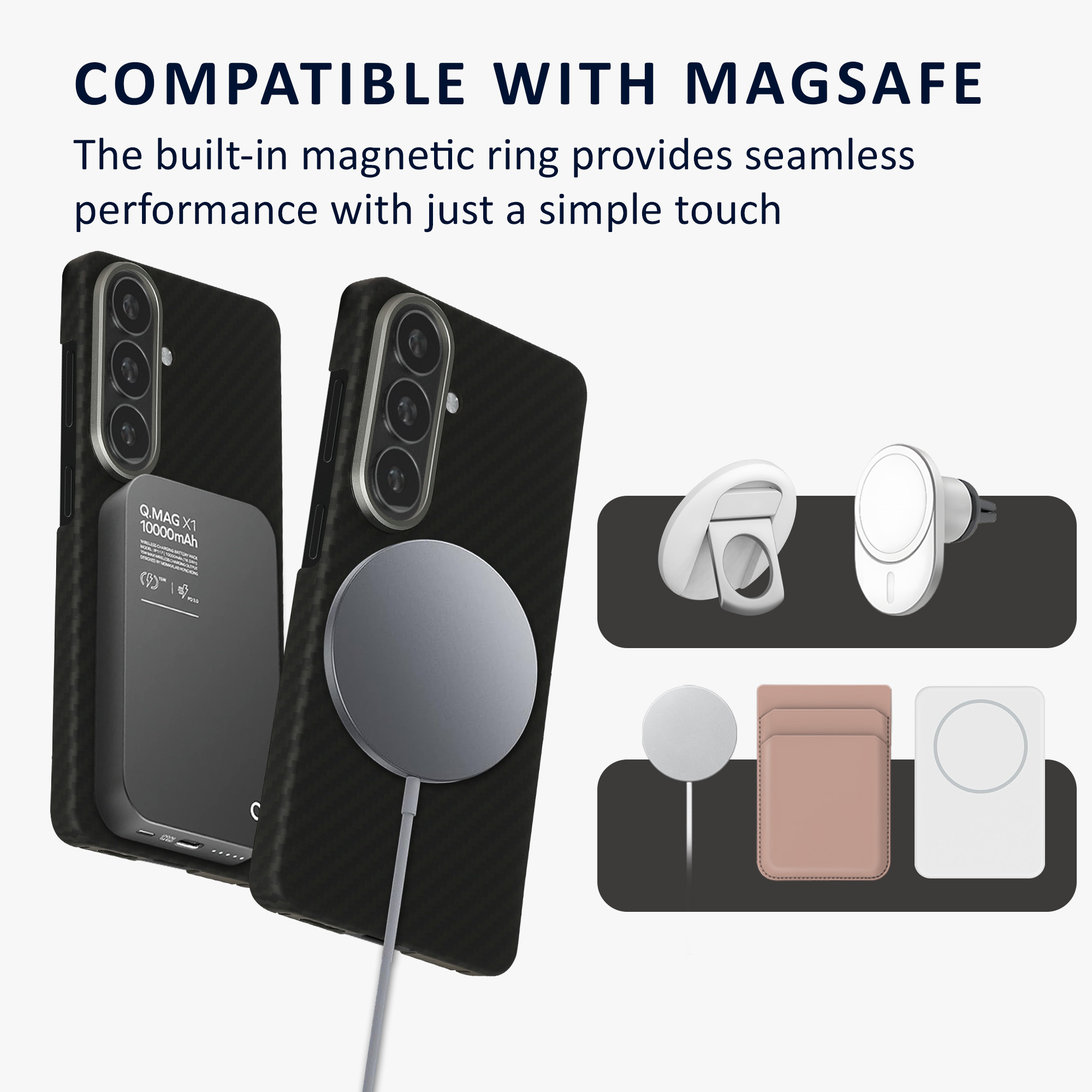 Ultra tenké pouzdro na telefon pro Samsung Galaxy S26 kalibri MagSafe aramidové - matná černá