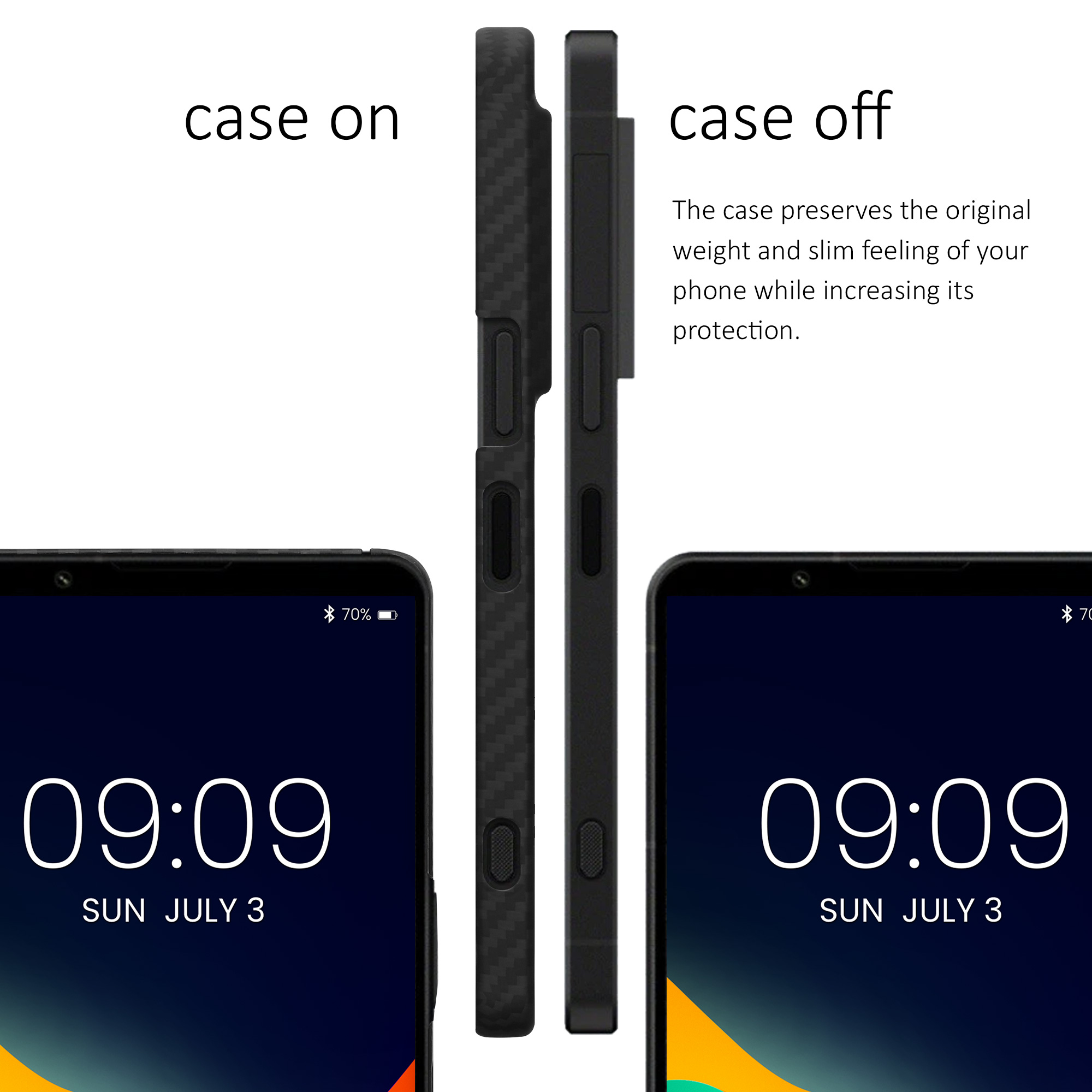Pouzdro z aramidového vlákna pro Sony Xperia 1 VIII kalibri tenké - matná černá