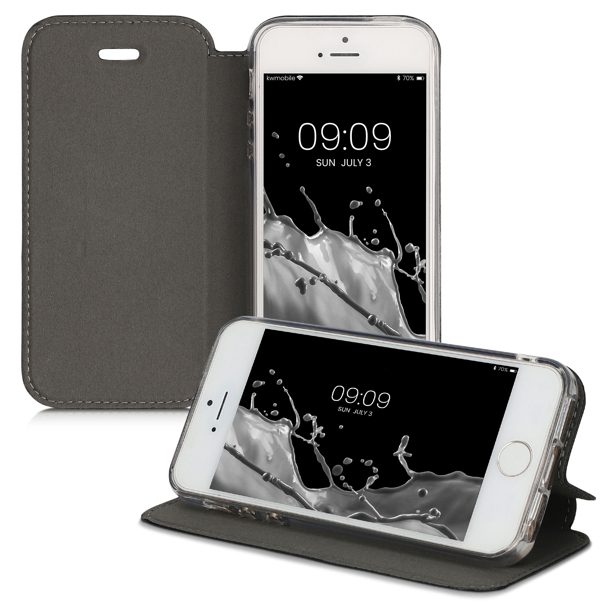 Flipové pouzdro kwmobile pro iPhone SE (1. generace 2016) / iPhone 5 / iPhone 5S - černá