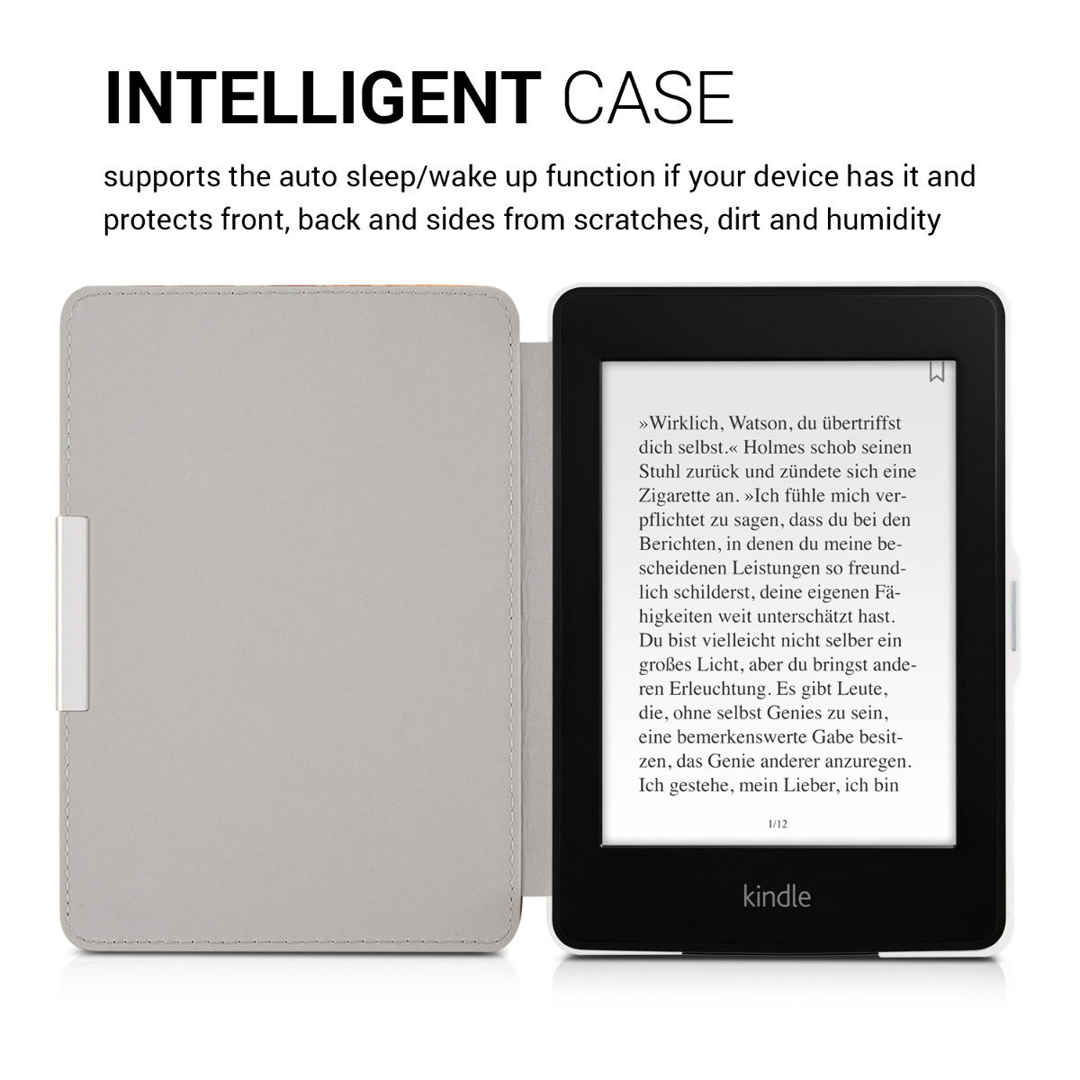 Pouzdro na čtečku kwmobile Kindle Paperwhite - Dandelion Love - bílá / černá