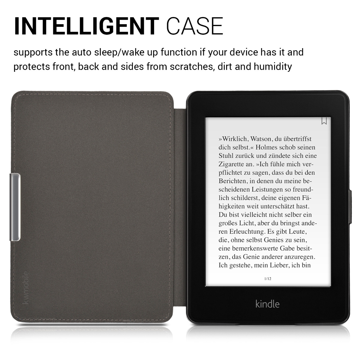 Pouzdro na čtečku kwmobile Kindle Paperwhite - Elephant Sketch - tmavě růžová / antracitová