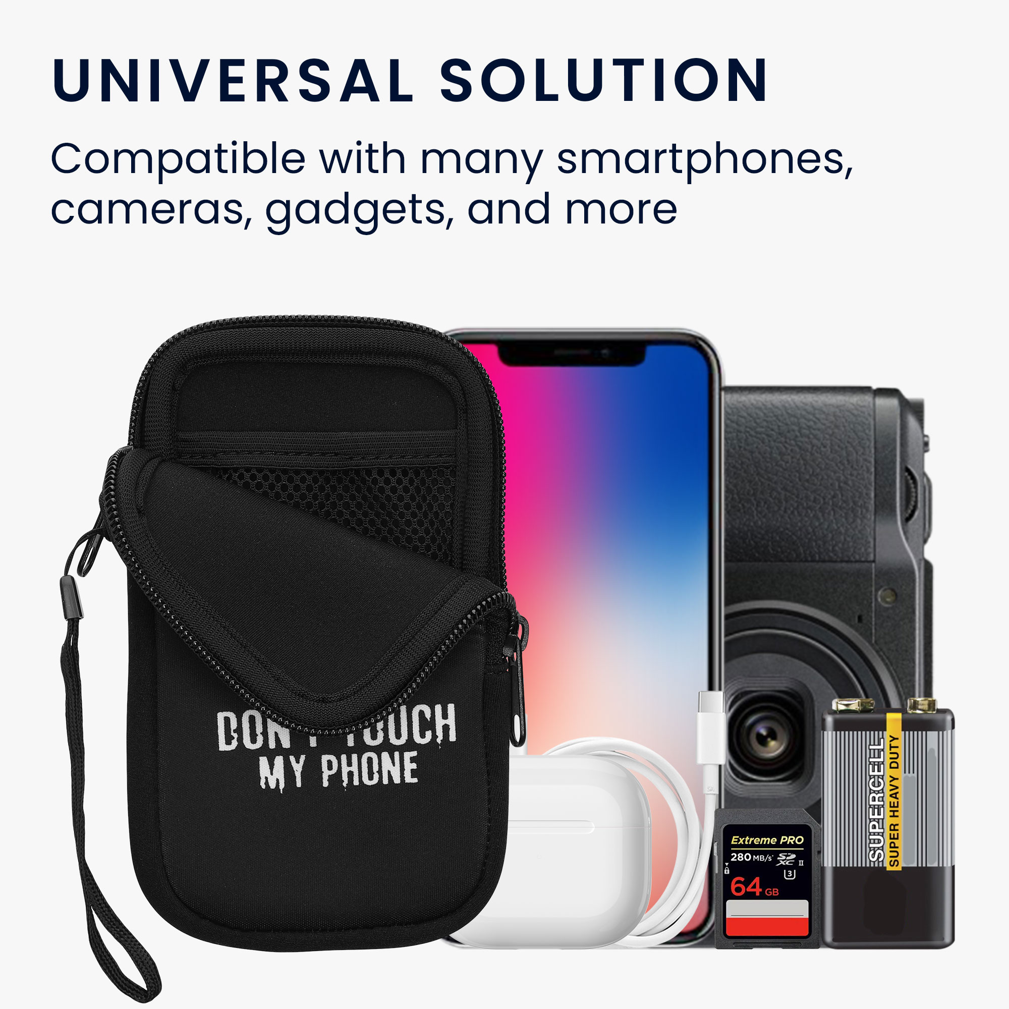 Univerzální pouzdro na mobil kwmobile pro Smartphone Size M, motiv Don't Touch My Phone bílá / černá