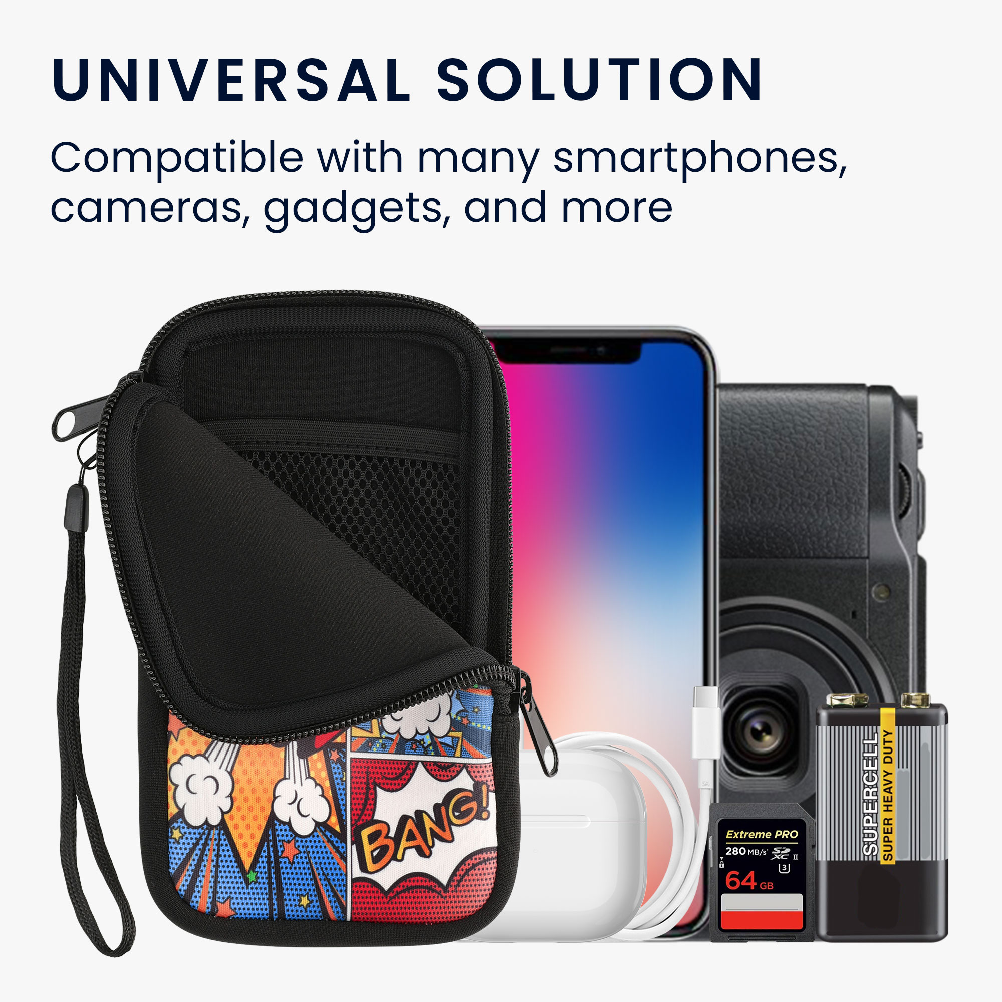 kwmobile univerzální pouzdro na mobil L 6.5", neopren, Comic Book Symbols vícebarevná