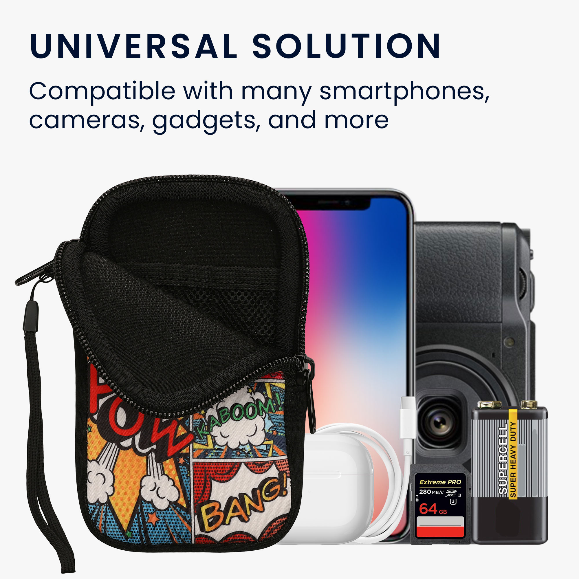 Univerzální pouzdro na mobil Smartphone Size S kwmobile - comic book symbols multicolor