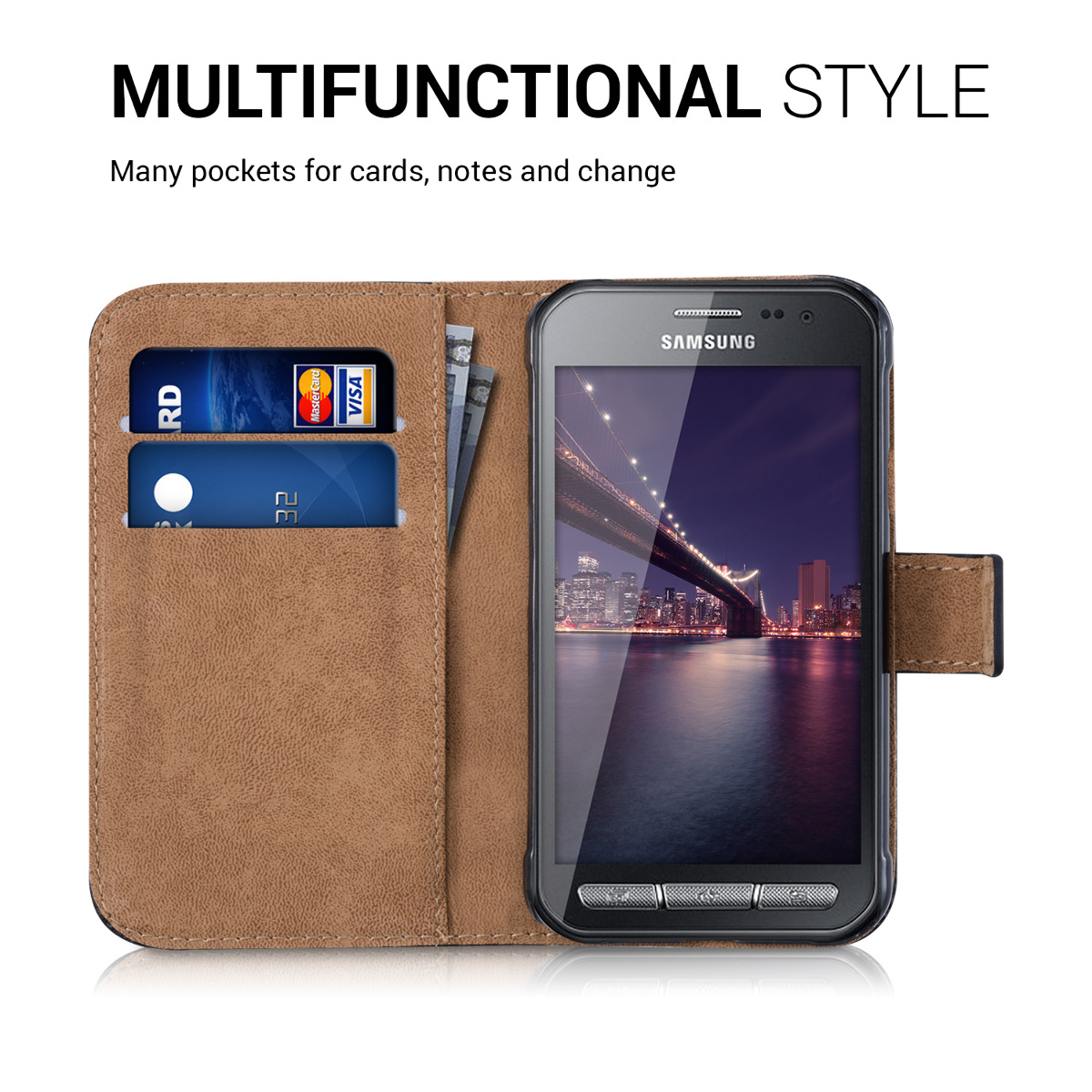 Flip pouzdro na mobil Galaxy Xcover 3 kwmobile peněženkové černý