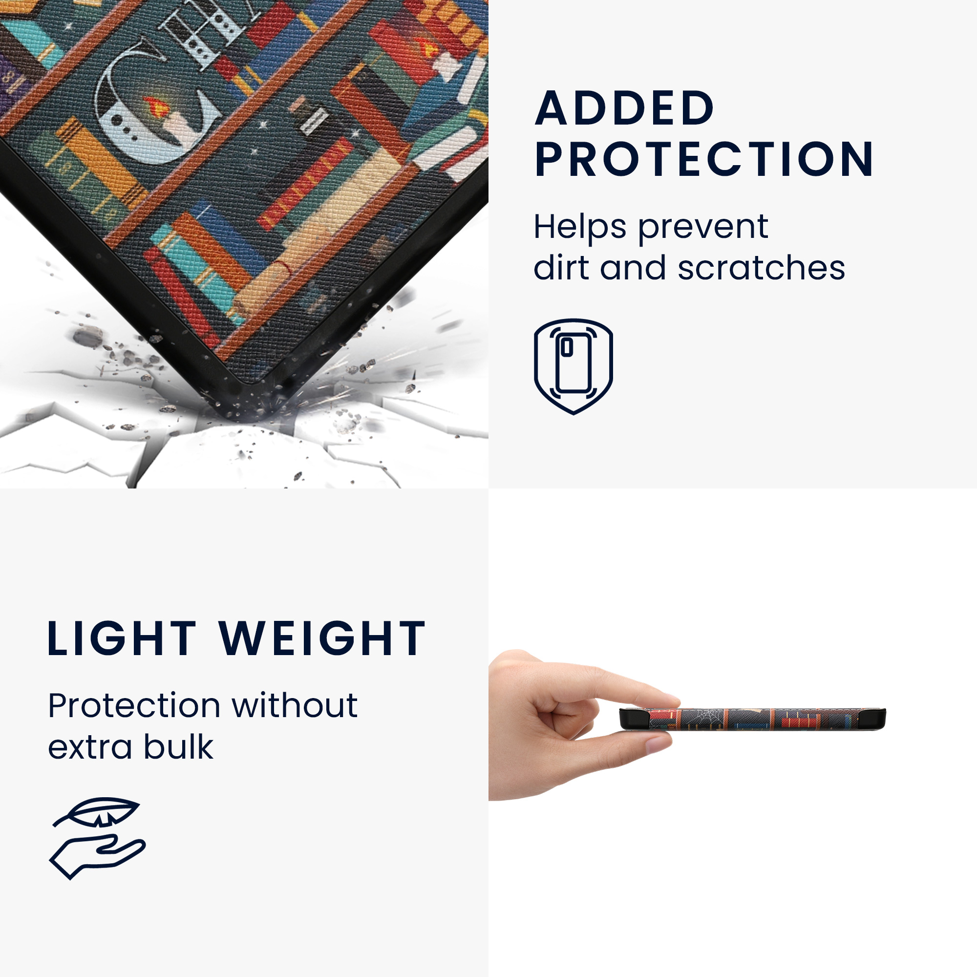 Pouzdro na čtečku kwmobile pro Kobo Glo HD / Touch 2.0 - Library Motto Multicolor