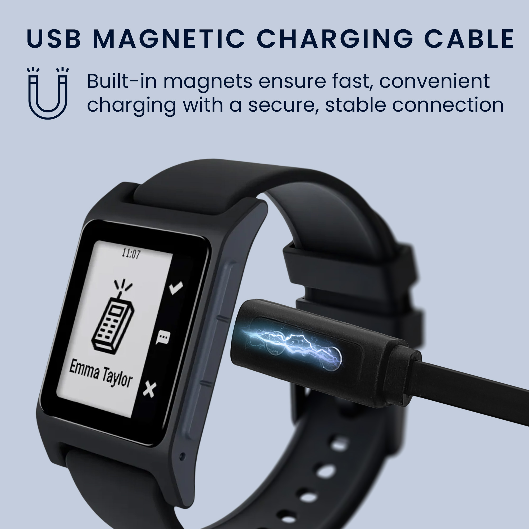 Nabíjecí kabel pro chytré hodinky pro Pebble 2SE / 2+ / Time / Time Steel / Time Round kwmobile - černá