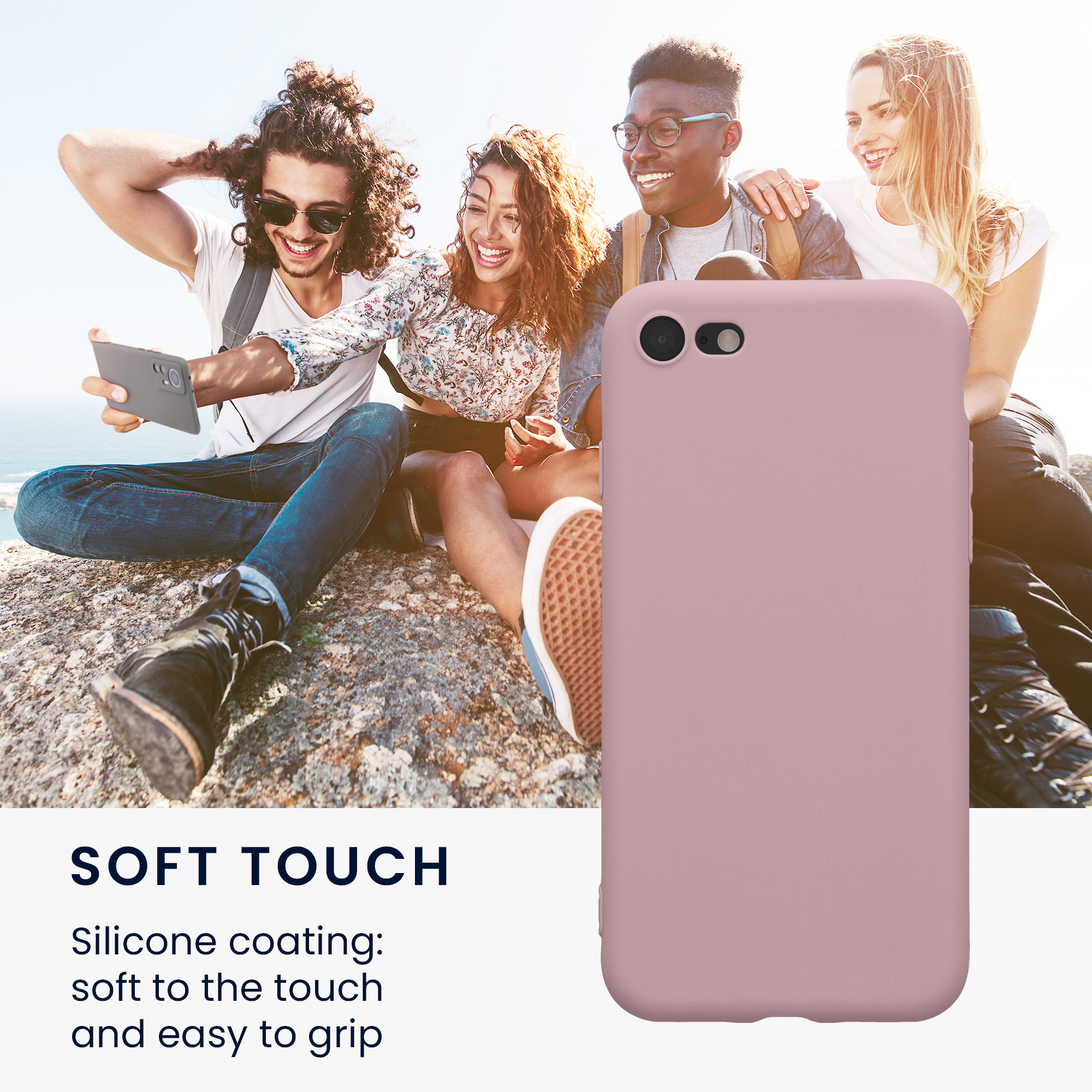 Silikonový TPU kryt kwmobile pro iPhone SE 2022/2020/8/7 - mauve