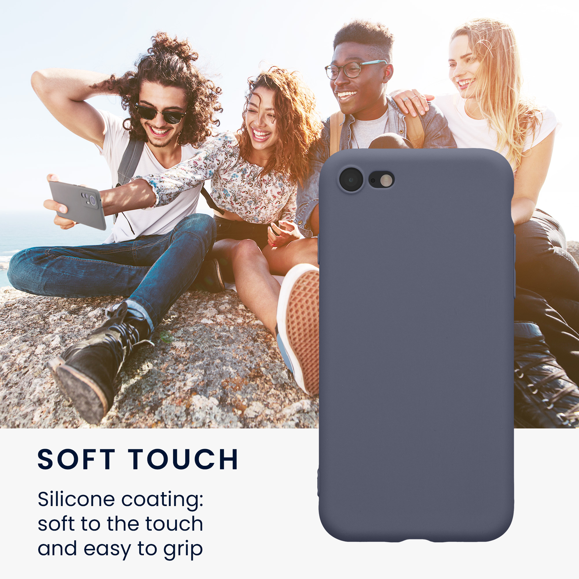 Silikonový TPU kryt kwmobile pro iPhone SE 2022/2020/8/7 - modrošedá