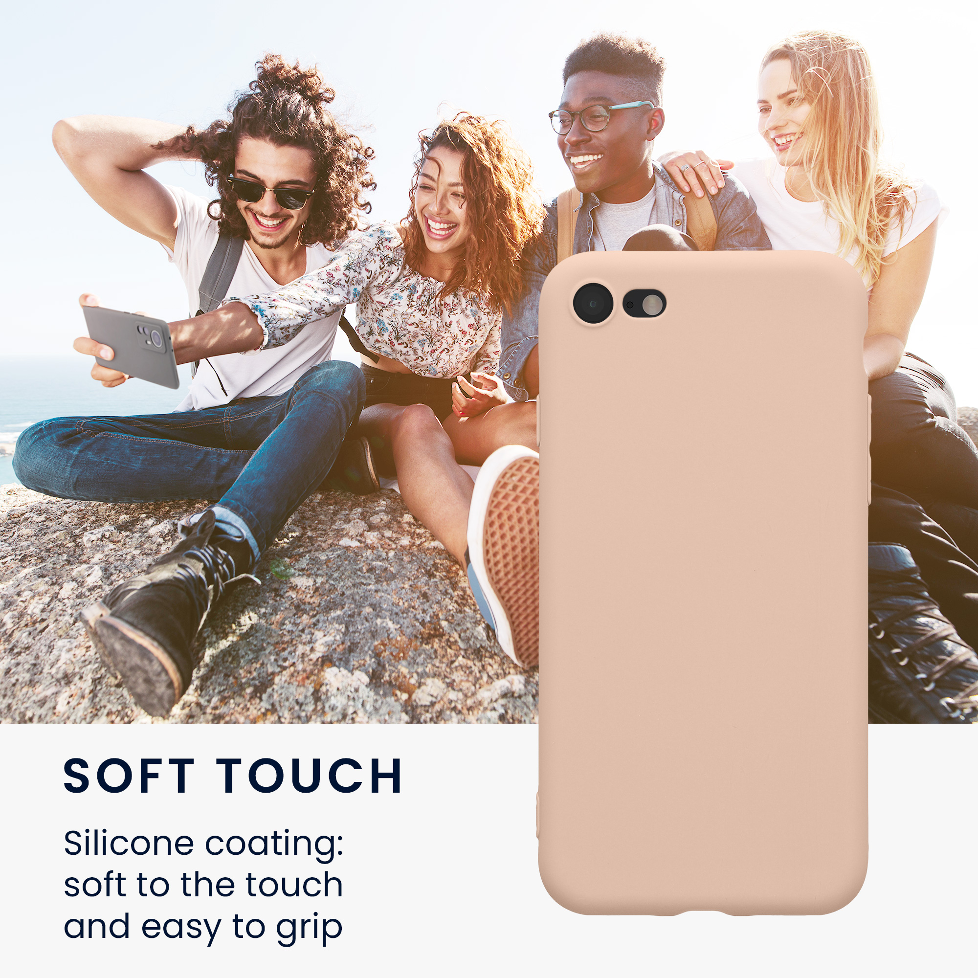 Silikonový TPU kryt kwmobile pro iPhone SE 2022/2020/8/7 - kokosová