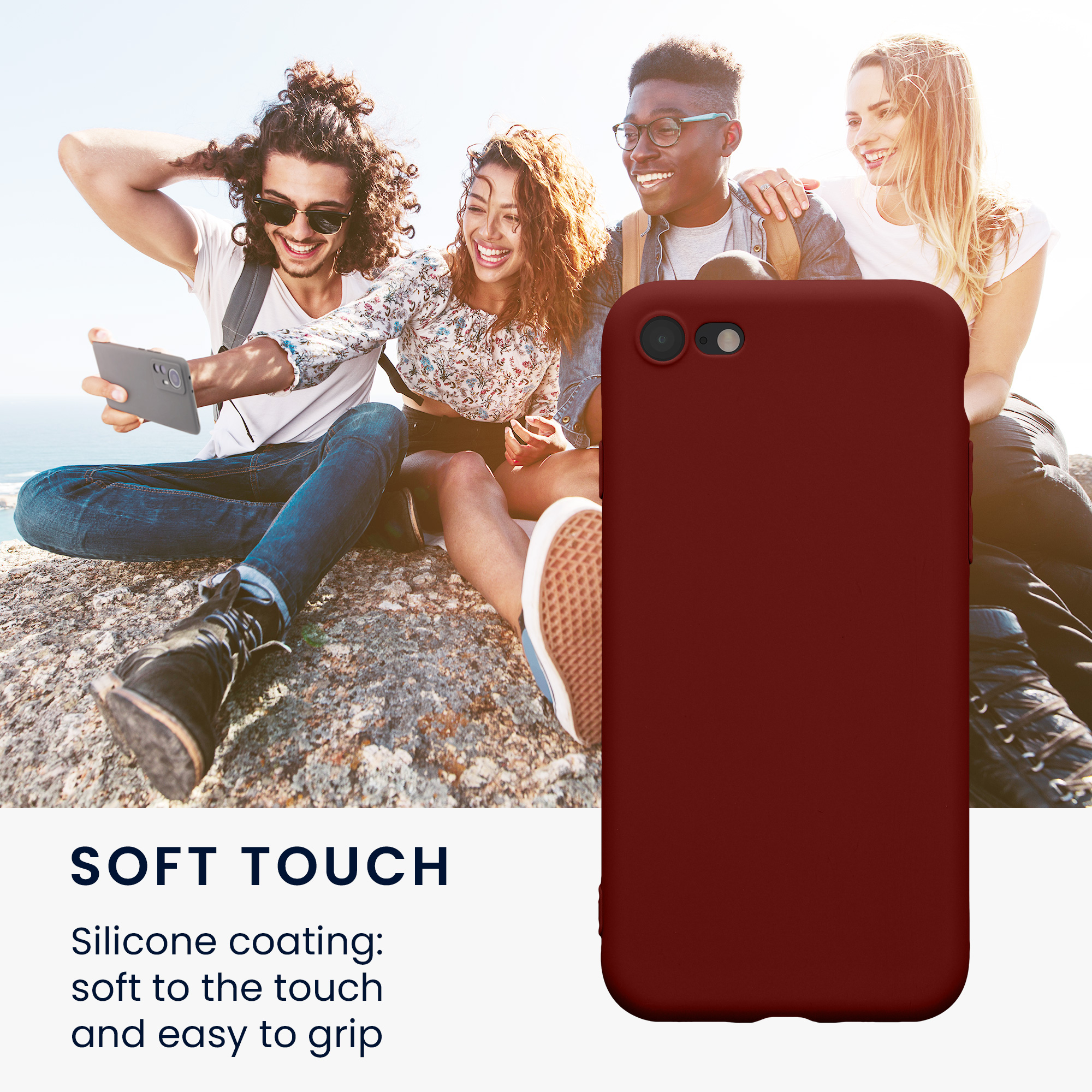 Silikonový TPU kryt kwmobile pro iPhone SE 2022/2020/8/7 - hnědočervená