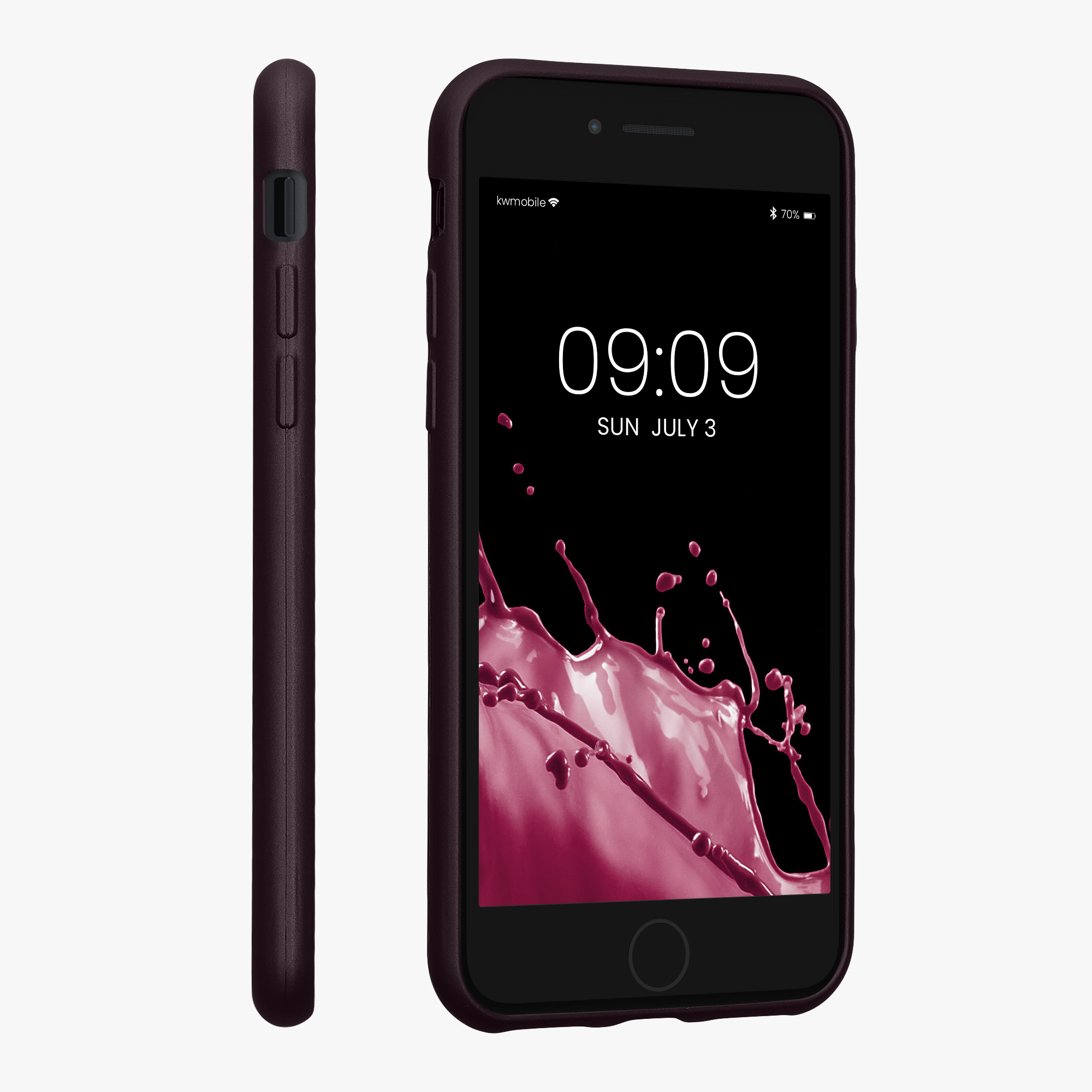 Pouzdro pro Apple iPhone SE (2022) / SE (2020) / 8 / 7 kwmobile tenké metalické silikonové - metalická bordó