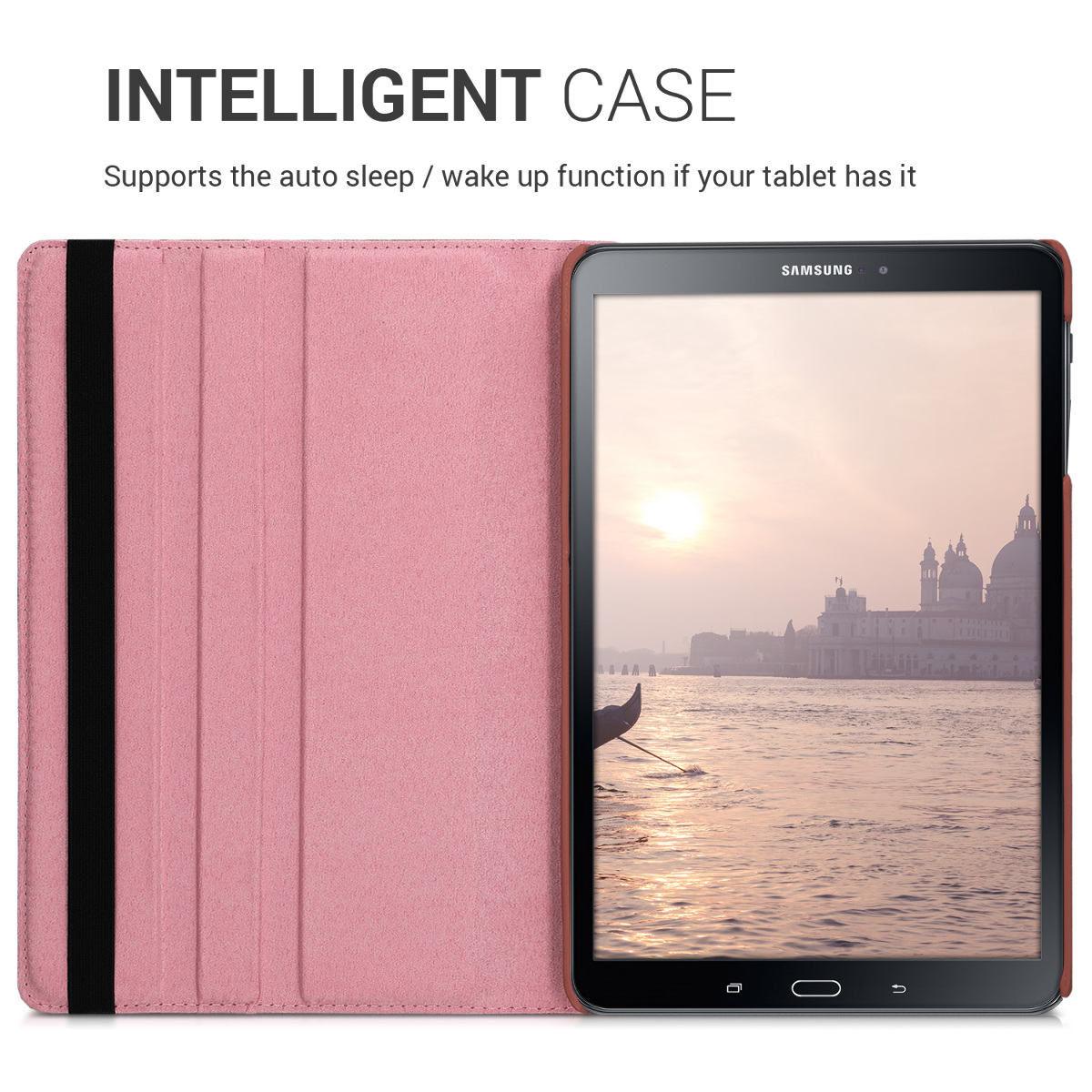 Pouzdro na tablet kwmobile otočné růžově zlatý
