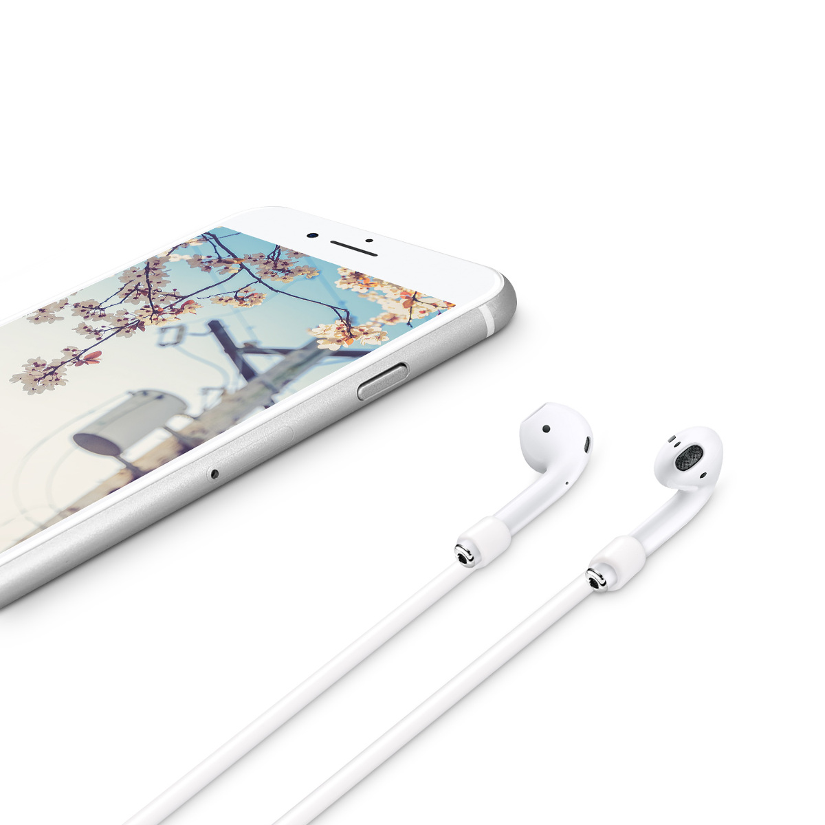 Silikonová šňůrka AirPods kwmobile anti-loss bílá 1 ks