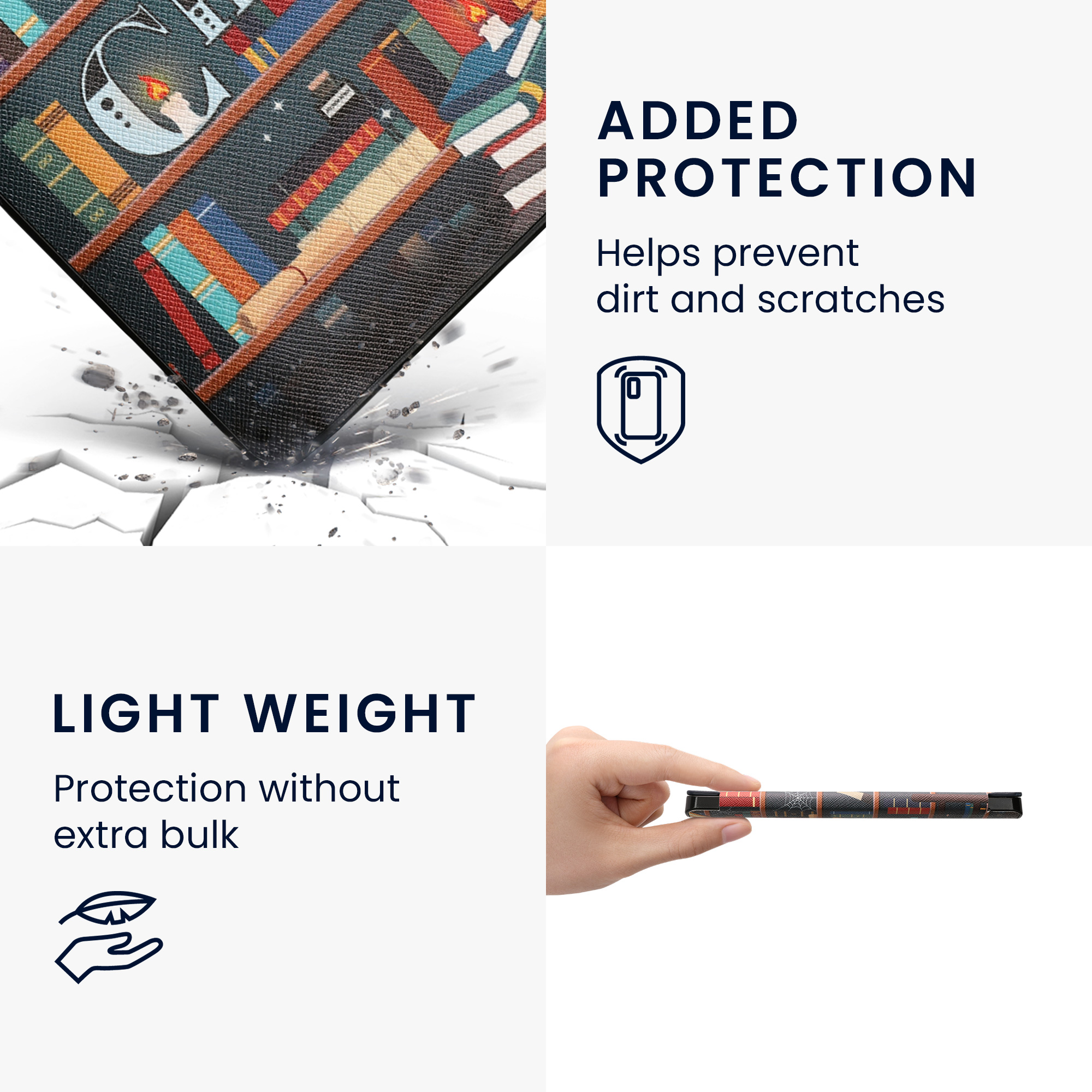 Obal pro Kobo Aura H2O Edition 2 kwmobile - motiv knihovní motto s více barev