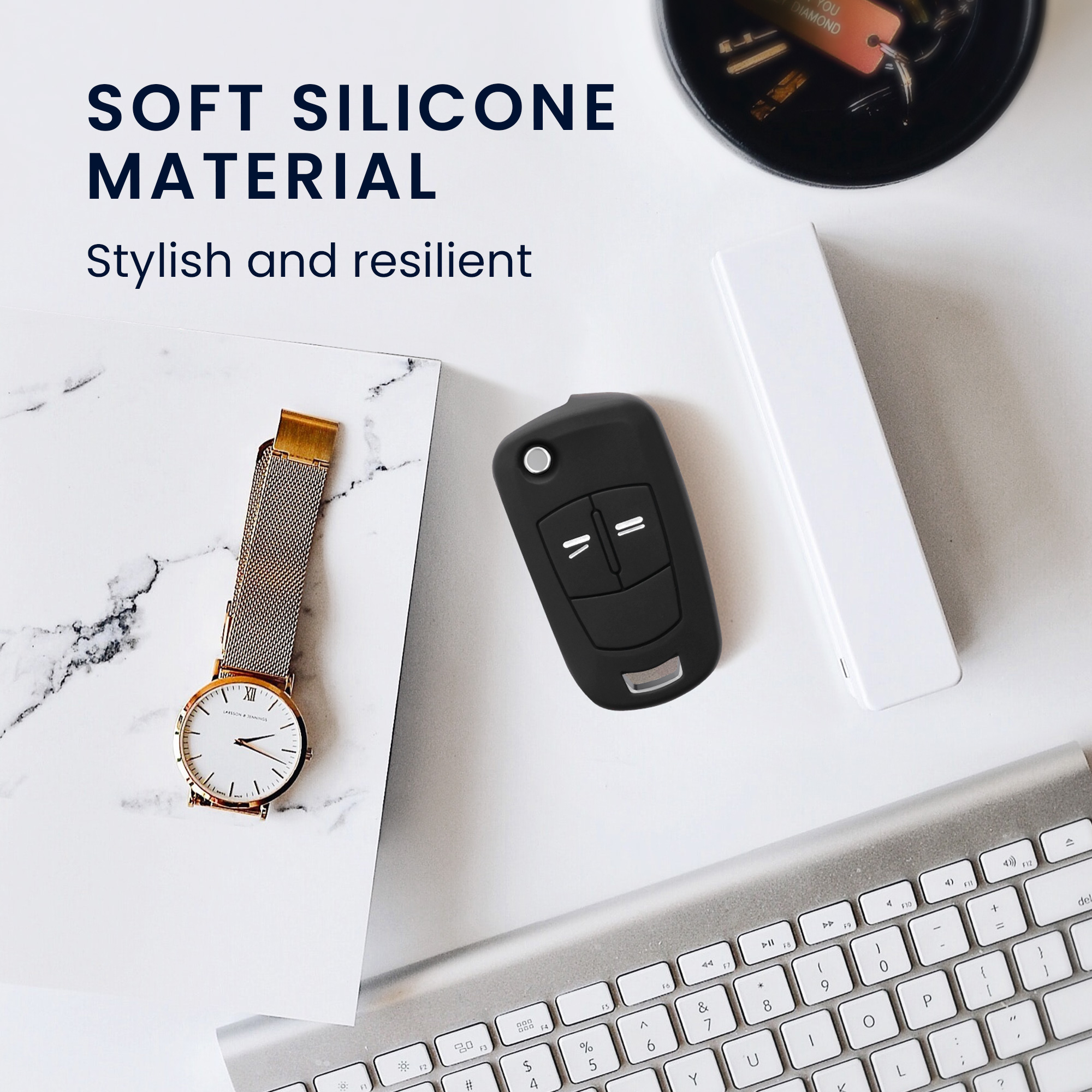 Pouzdro na klíč od auta kwmobile pro Vauxhall (Opel) 2 Button Car Flip Key, bílá / černá