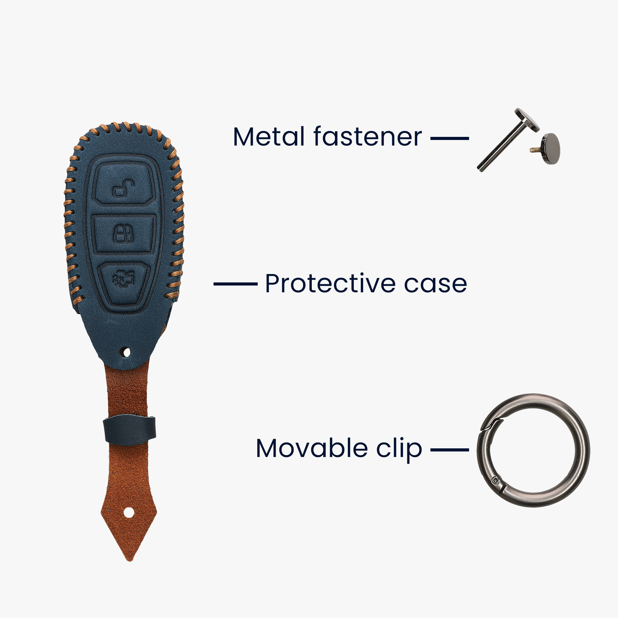 Kryt klíče Ford 3 tlačítka Keyless Go kwmobile námořnická / světl