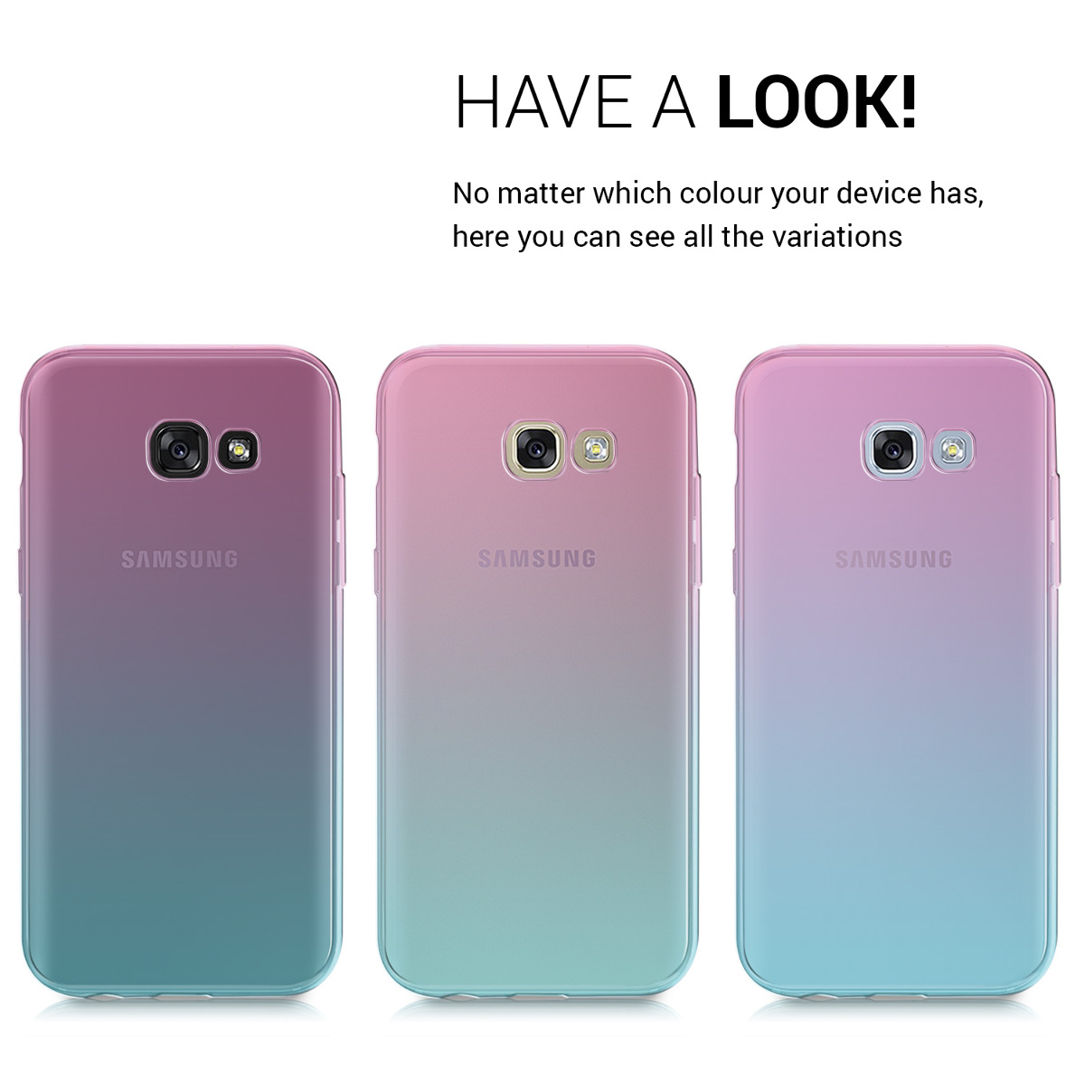Průhledný gradient kryt na mobil Samsung Galaxy A5 (2017) kwmobile bicolor Bicolor - tmavě růžová / modrá / transparentní