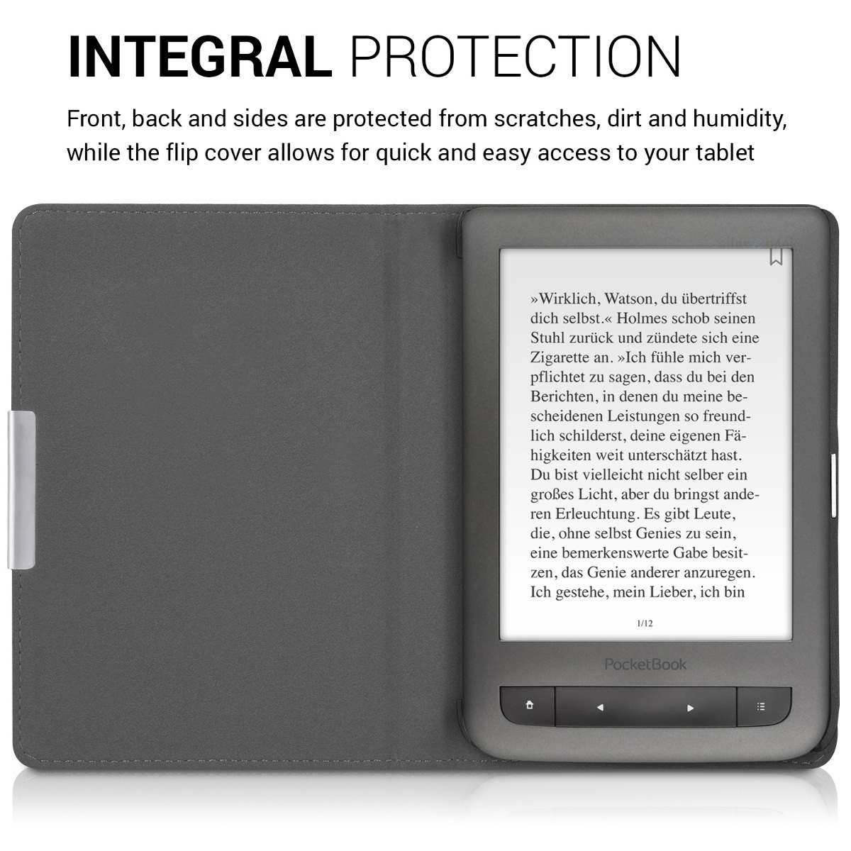 Pouzdro na čtečku Pocketbook Touch Lux 3/Basic Lux/Basic Touch 2 kwmobile - šedá/černá