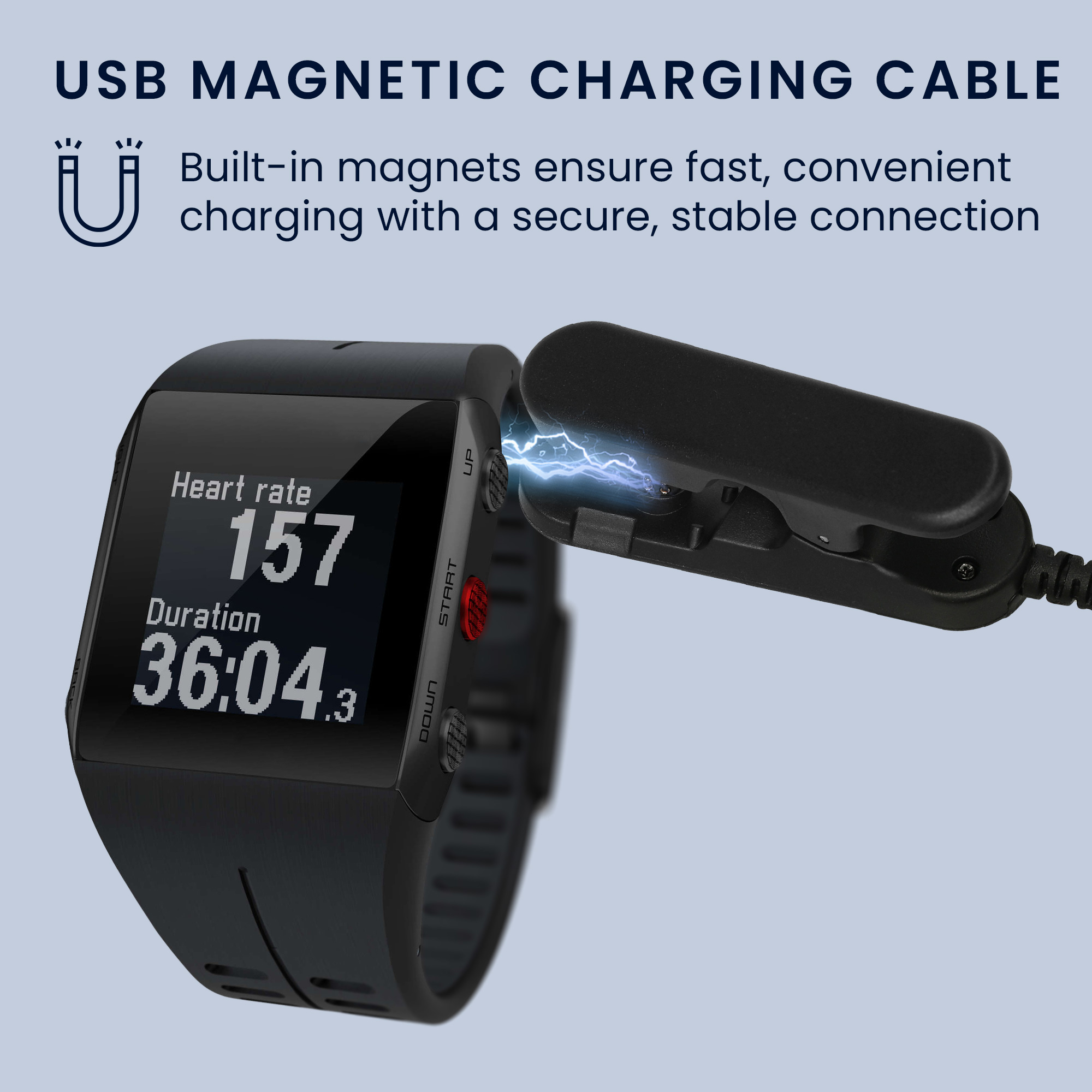 Nabíjecí kabel pro chytré hodinky pro Polar V800 kwmobile - černá