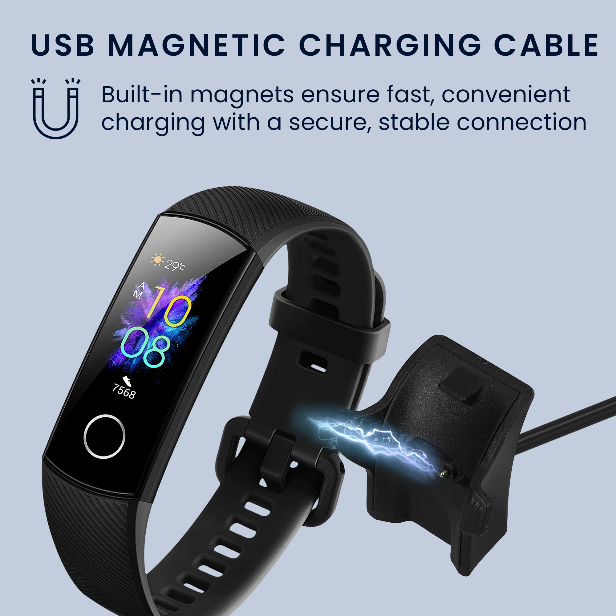 Nabíjecí kabel pro chytré hodinky HONOR Band 5 / 4 / 3 / 3 Pro / 2 / 2 Pro USB černý