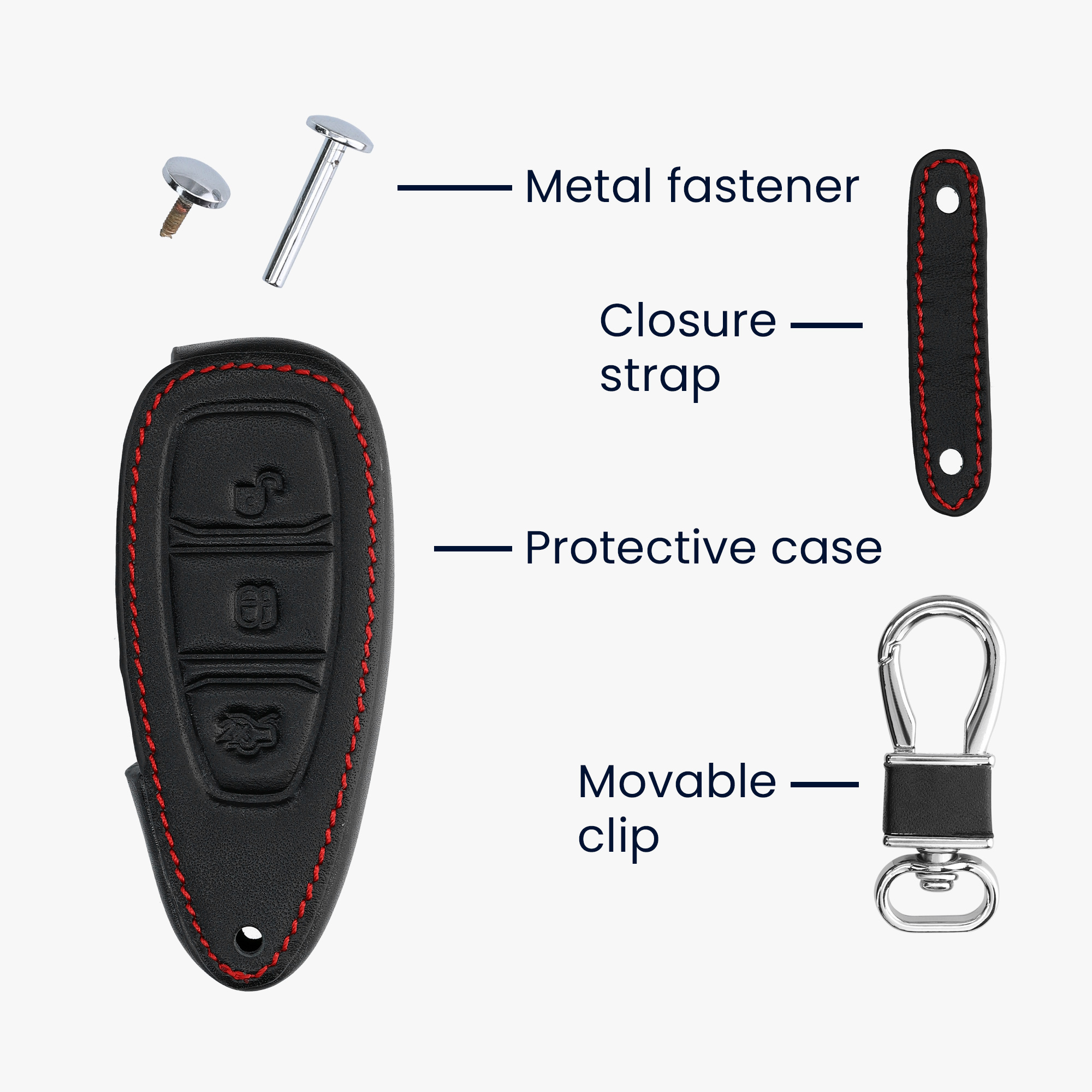 Kryt klíče Ford 3 tlačítka Keyless Go kwmobile bílá / černá