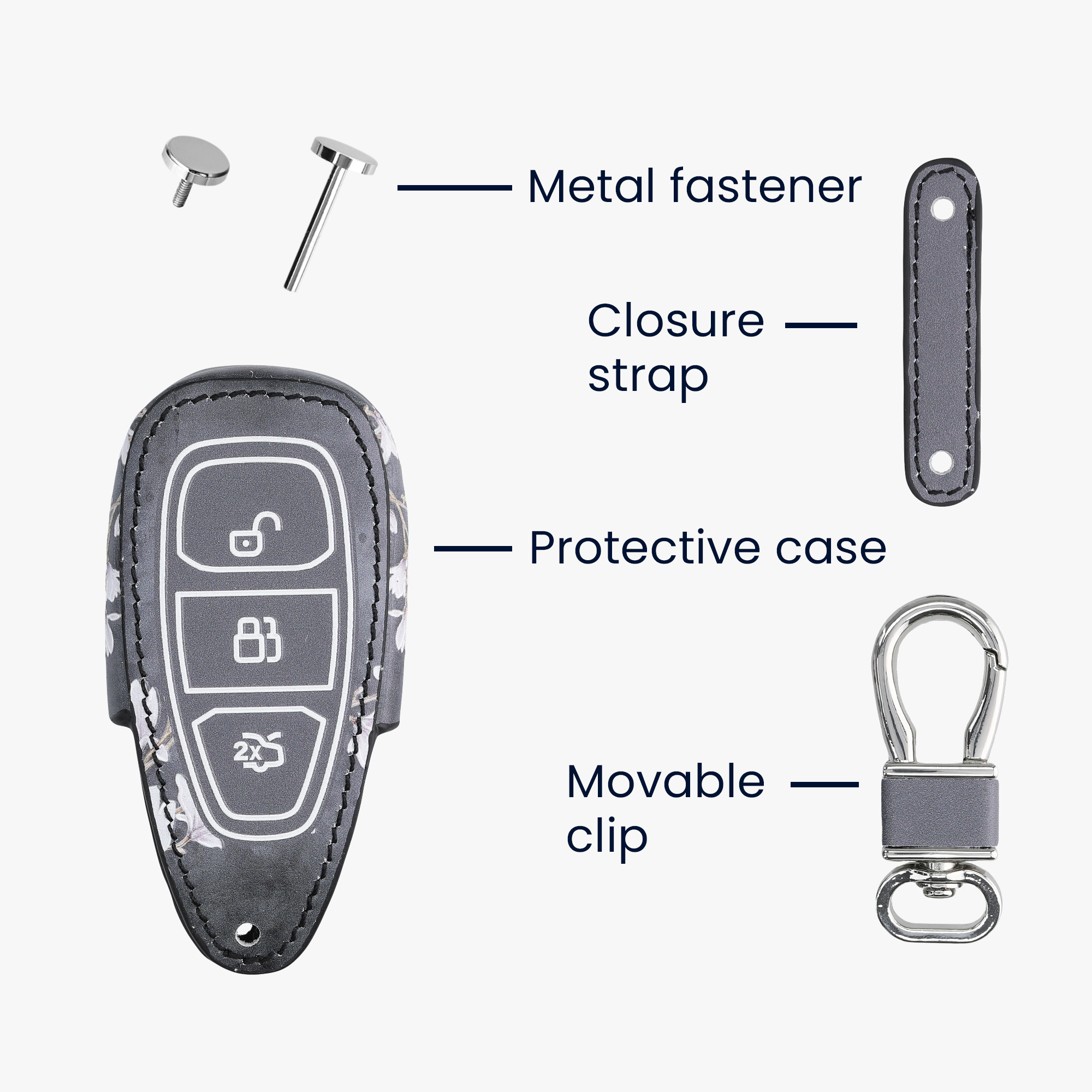 Kryt klíče Ford 3 tlačítka Keyless Go kwmobile magnolias - taupe 