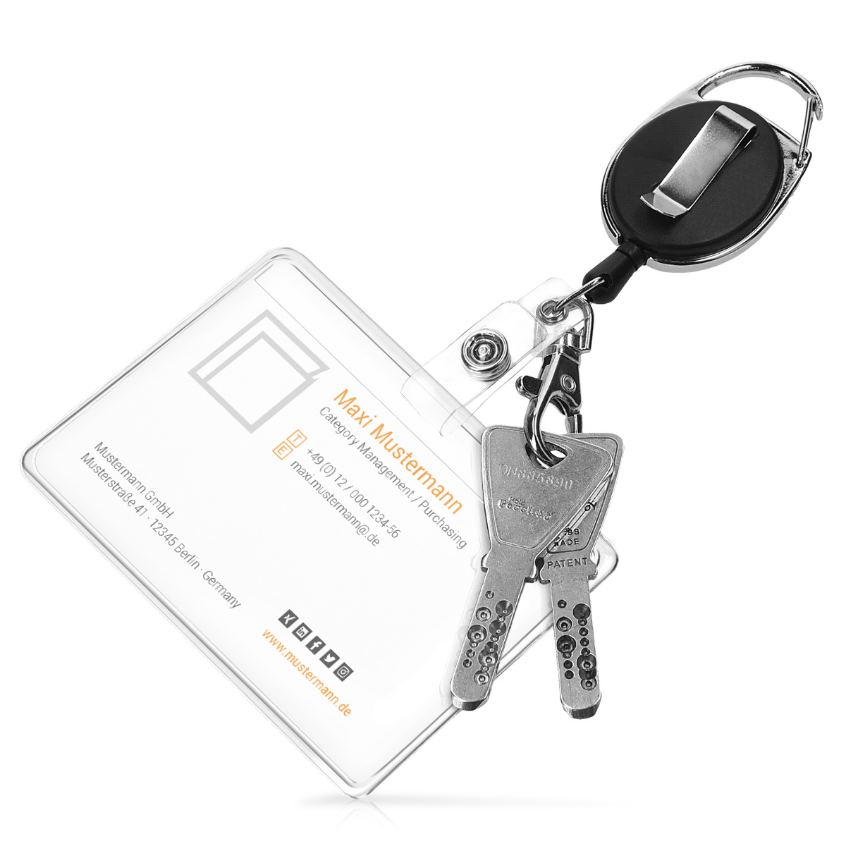 Výsuvný držák na ID kartu kwmobile - ID karta, přístupová karta nebo klíče - černá