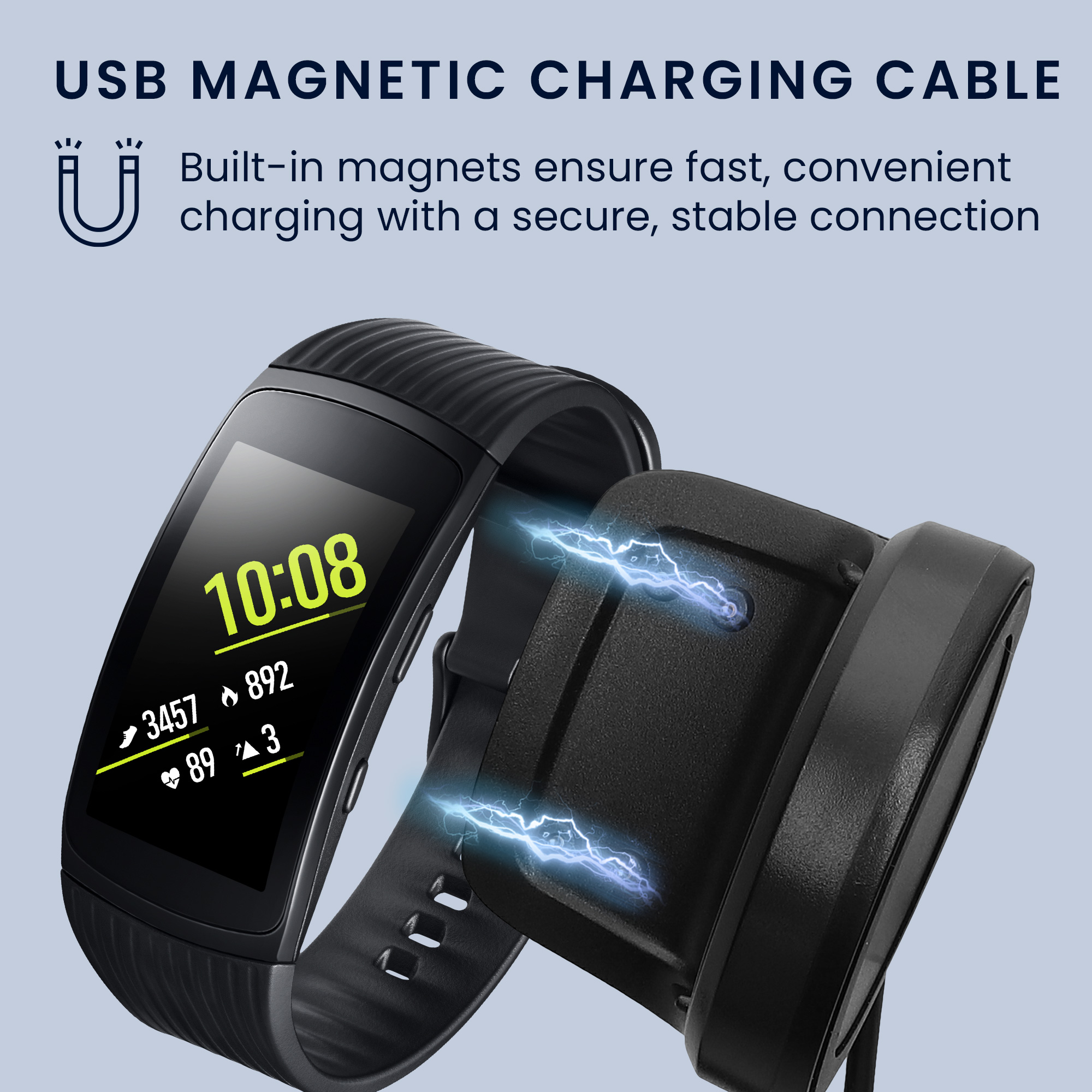 Nabíječka pro chytré hodinky kwmobile pro Samsung Gear Fit2 / Gear Fit 2 Pro - černá