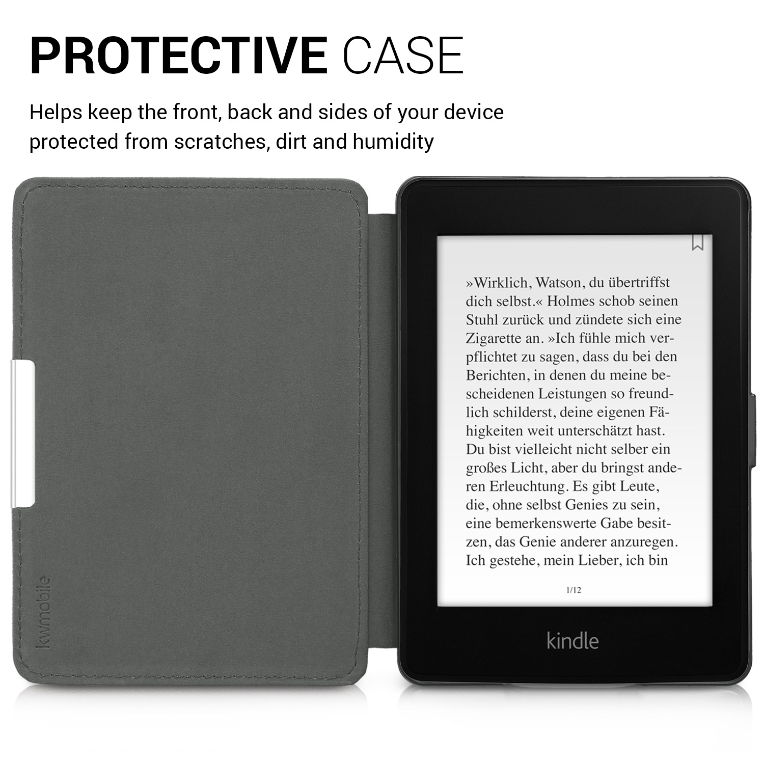 Pouzdro na čtečku kwmobile Kindle Paperwhite - Moon - světle šedá / černá